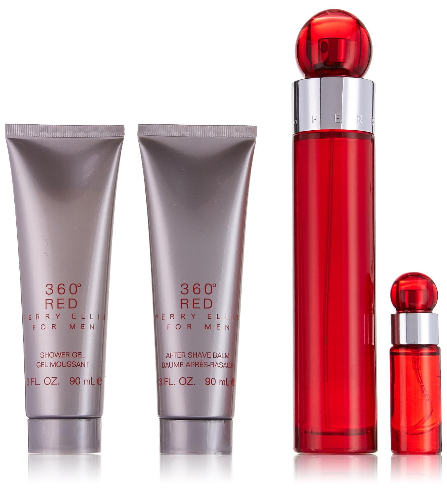 Perry Ellis 360 Red 4 Piece Gift Set (3.4oz/100ml Eau de Toilette 3oz Shower Gel 3oz After Shave Balm 0.25oz Eau de toilette Spray) - Buy Online on GoSupps.com