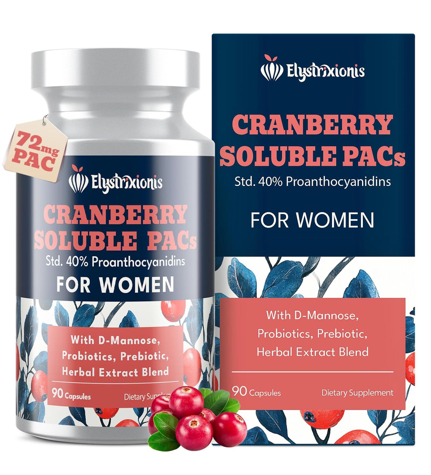 72mg PAC Cranberry Pills for Women - Organic Cranberry Juice Extract Plus 1000mg D-Mannose Supports Urinary Tract Health Cranberry Supplement - 90 Capsules 90 Count (Pack of 1) - Buy Online on GoSupps.com
