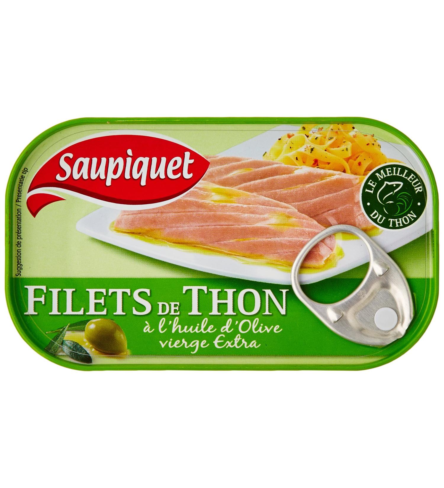 Saupiquet Tuna fillets in extra virgin olive oil - 81g net drained can - Buy Online on GoSupps.com