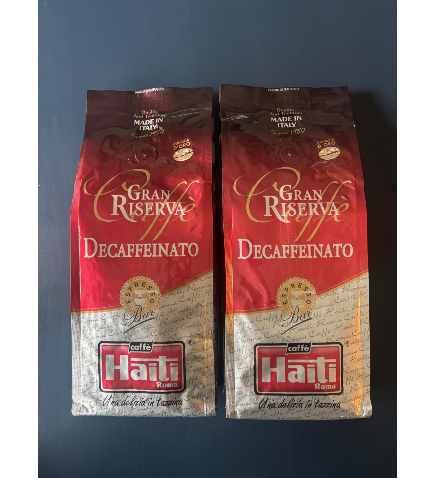 Caff Haiti Roma Gran Riserva Premium decaffeinated espresso coffee made in Italy whole bean in a 2 x 500g pack - Buy Online on GoSupps.com