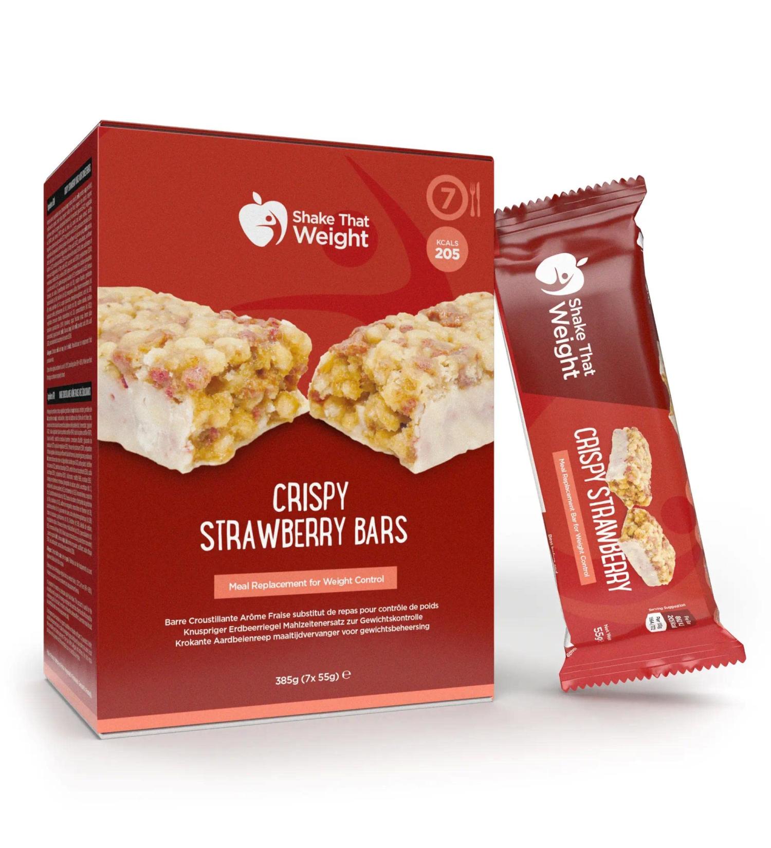 7x Crispy Strawberry Diet Meal Replacement Bars - Shake That Weight Crispy Strawberry 7-Pack - Buy Online on GoSupps.com