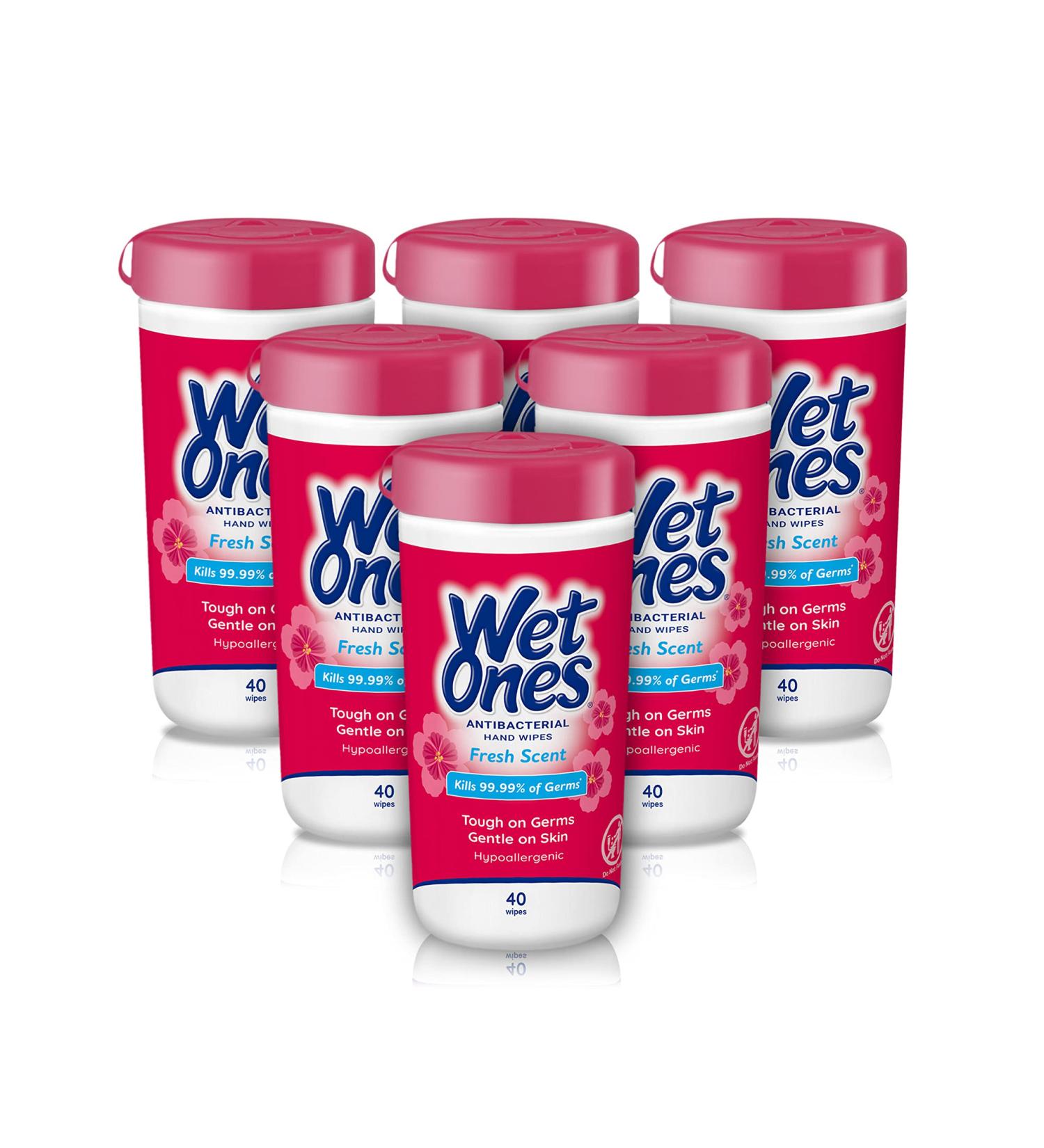 Wet Ones Antibacterial Hand Wipes Fresh Scent 40 ct. Canister (6 pack) - Buy Online on GoSupps.com
