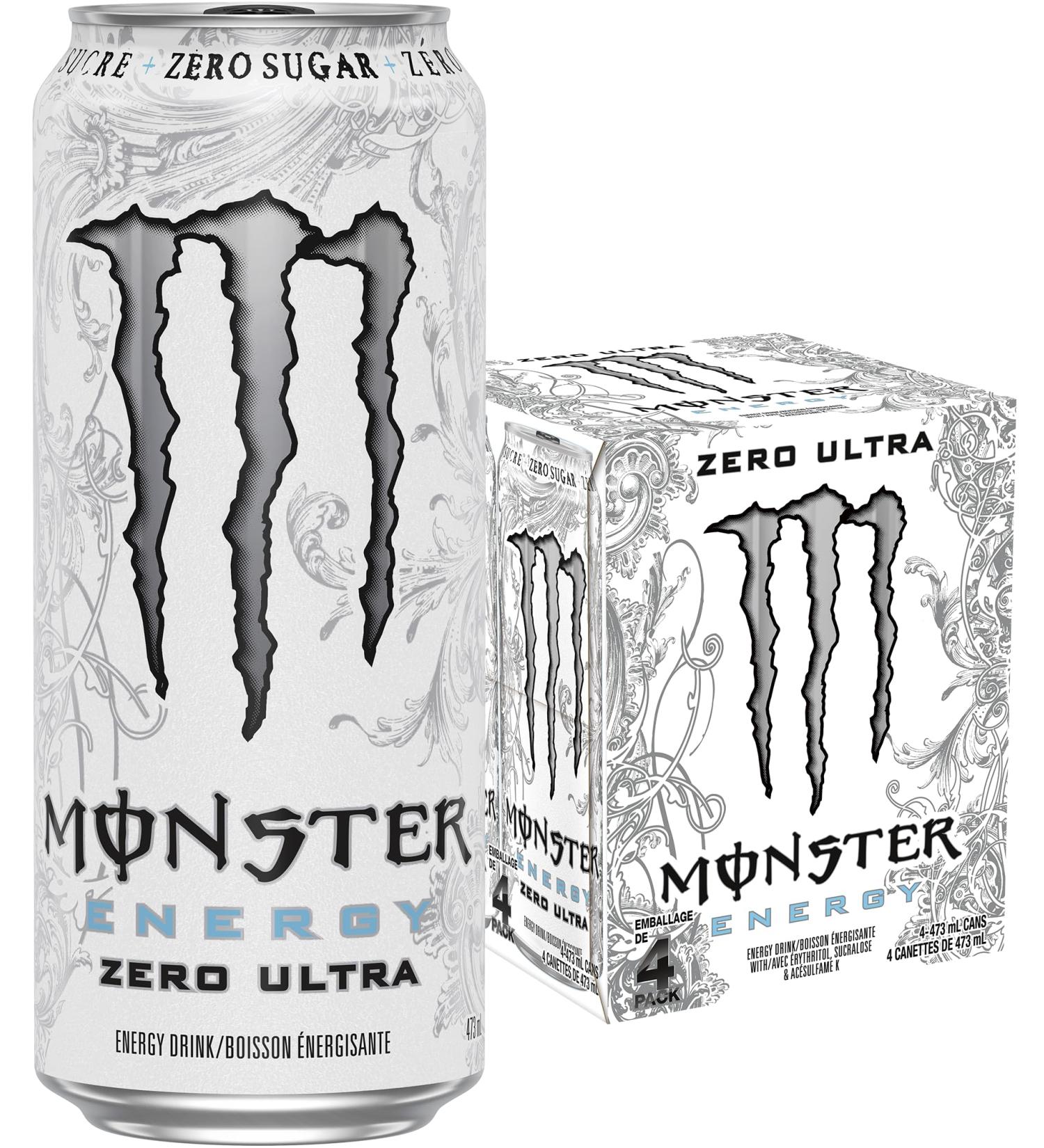Monster Energy Zero Ultra 473mL Cans Pack of 4 Ultra Zero - Buy Online on GoSupps.com