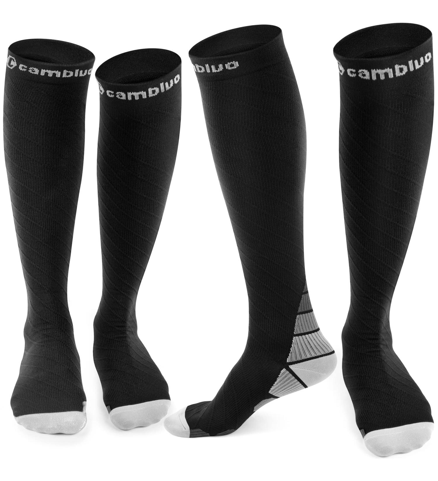 Buy Cambivo Compression Stockings for Men & Women - 2 Pairs of Support Socks for Running Sports Travel & Cycling - S-M Black & Gray - Buy Online on GoSupps.com