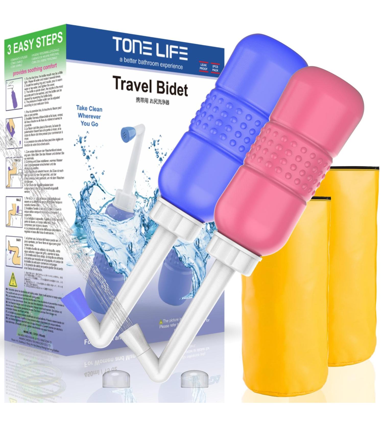 2-Piece Perineal Bottle Set for Postpartum Care | Portable Bidet with Angled Spout & Storage Bag - Pain Relief After Birth - Buy Online on GoSupps.com