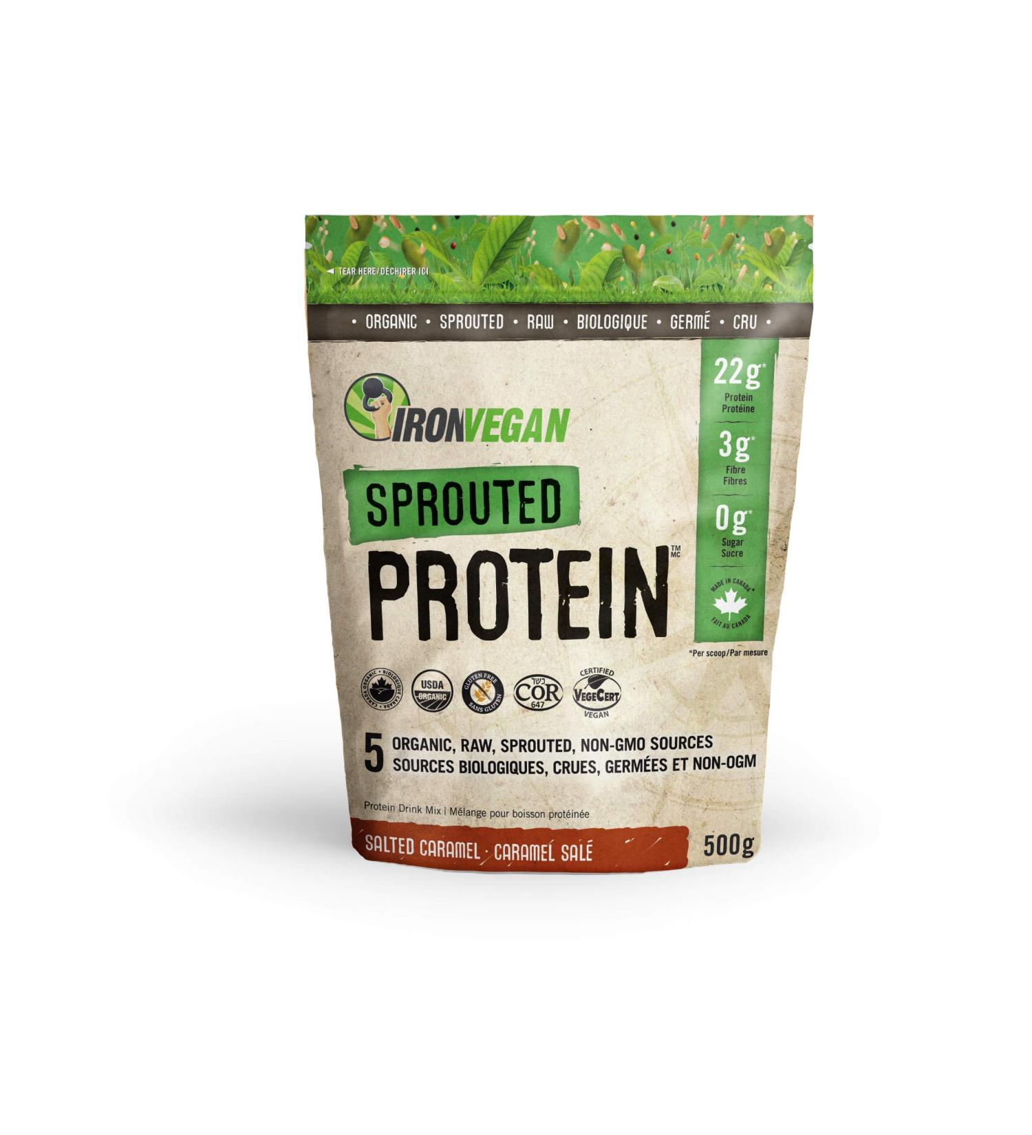 Iron Vegan Sprouted Protein - Salted Caramel Salted Caramel 500g - Buy Online on GoSupps.com
