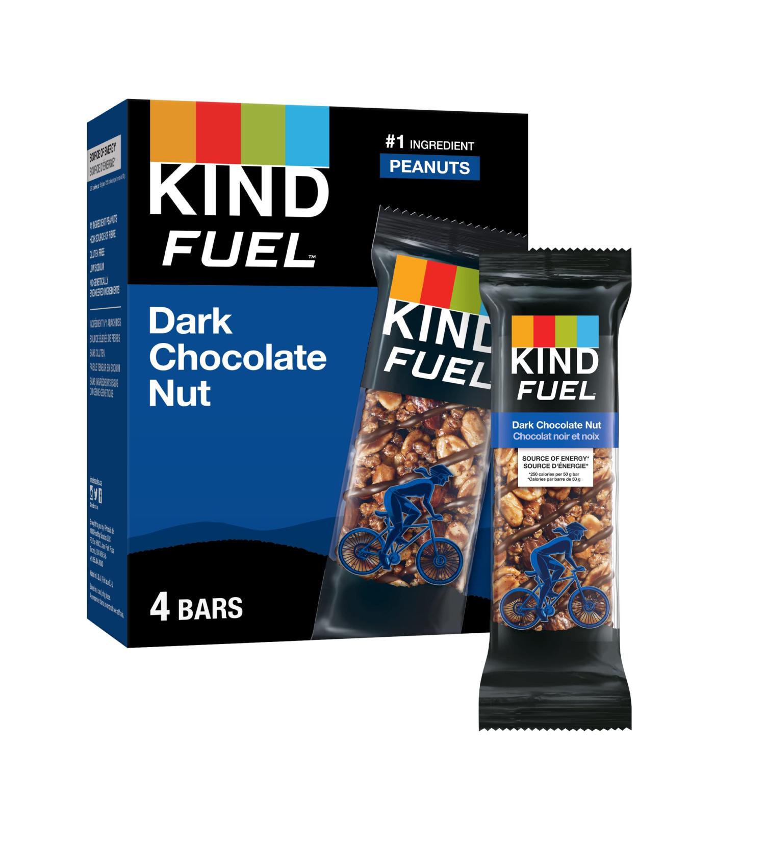 KIND Fuel Bars Double Dark Chocolate Nut 50 Gram Bars (4 Pack) 12g Protein Gluten Free Double Dark Chocolate Nut 4 Count (Pack of 1) - Buy Online on GoSupps.com
