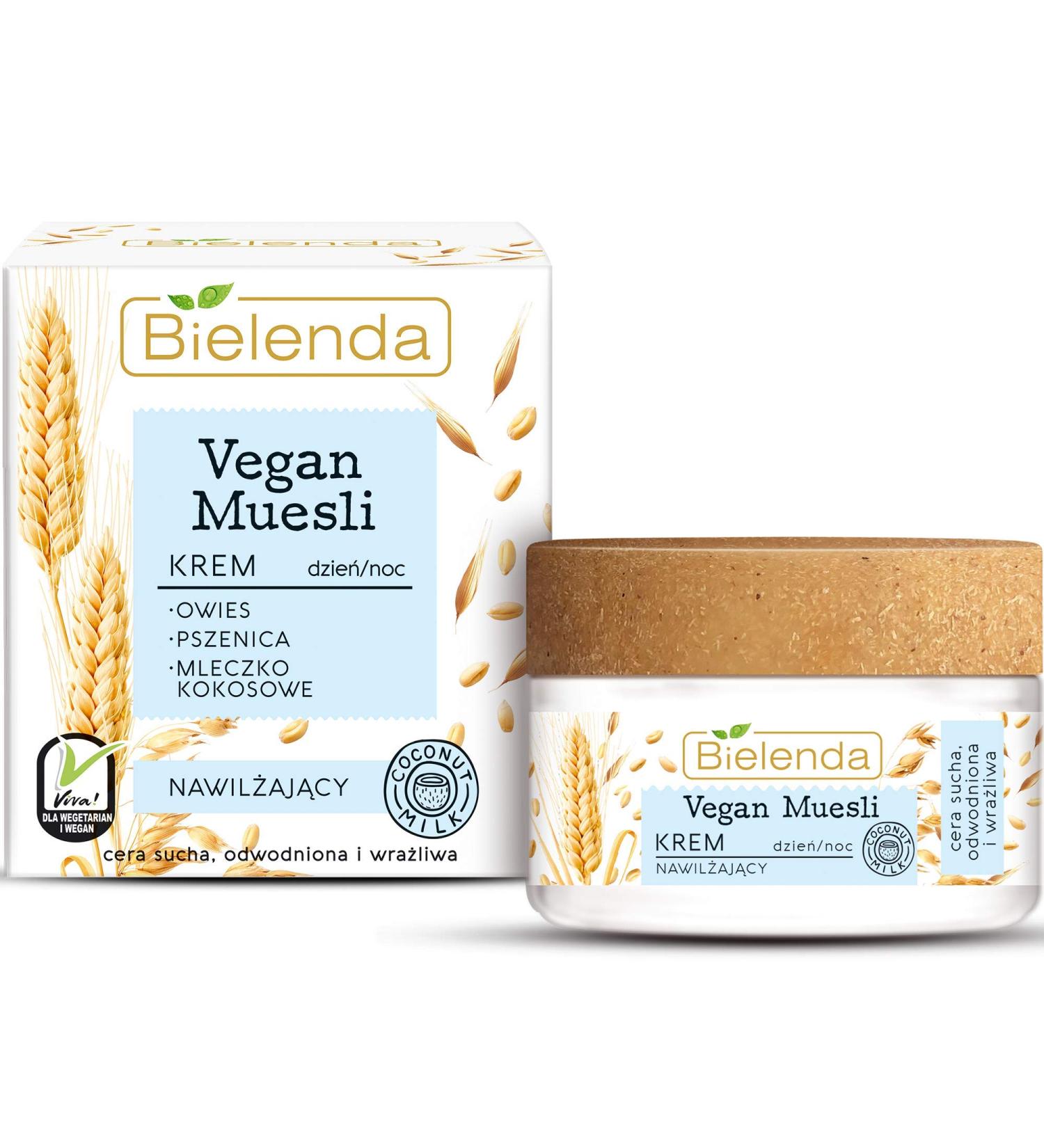 Bielenda Vegan Muesli - Effect Deeply Moisturized Nourished Satin Soft And Healthy Glow Skin - Vegan Muesli Moisturizing Cream Oats + Wheat + Coconut Milk - 50 ml - Buy Online on GoSupps.com