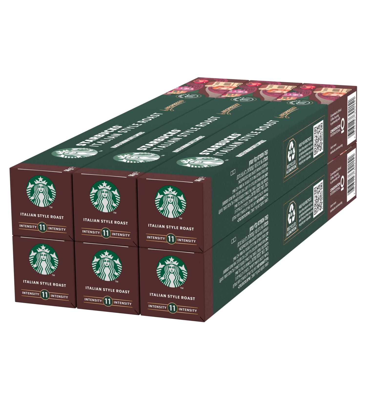 STARBUCKS Italian Style Roast by Nespresso Dark Roast Coffee Capsules 6 x 10 (60 Capsules) - Buy Online on GoSupps.com
