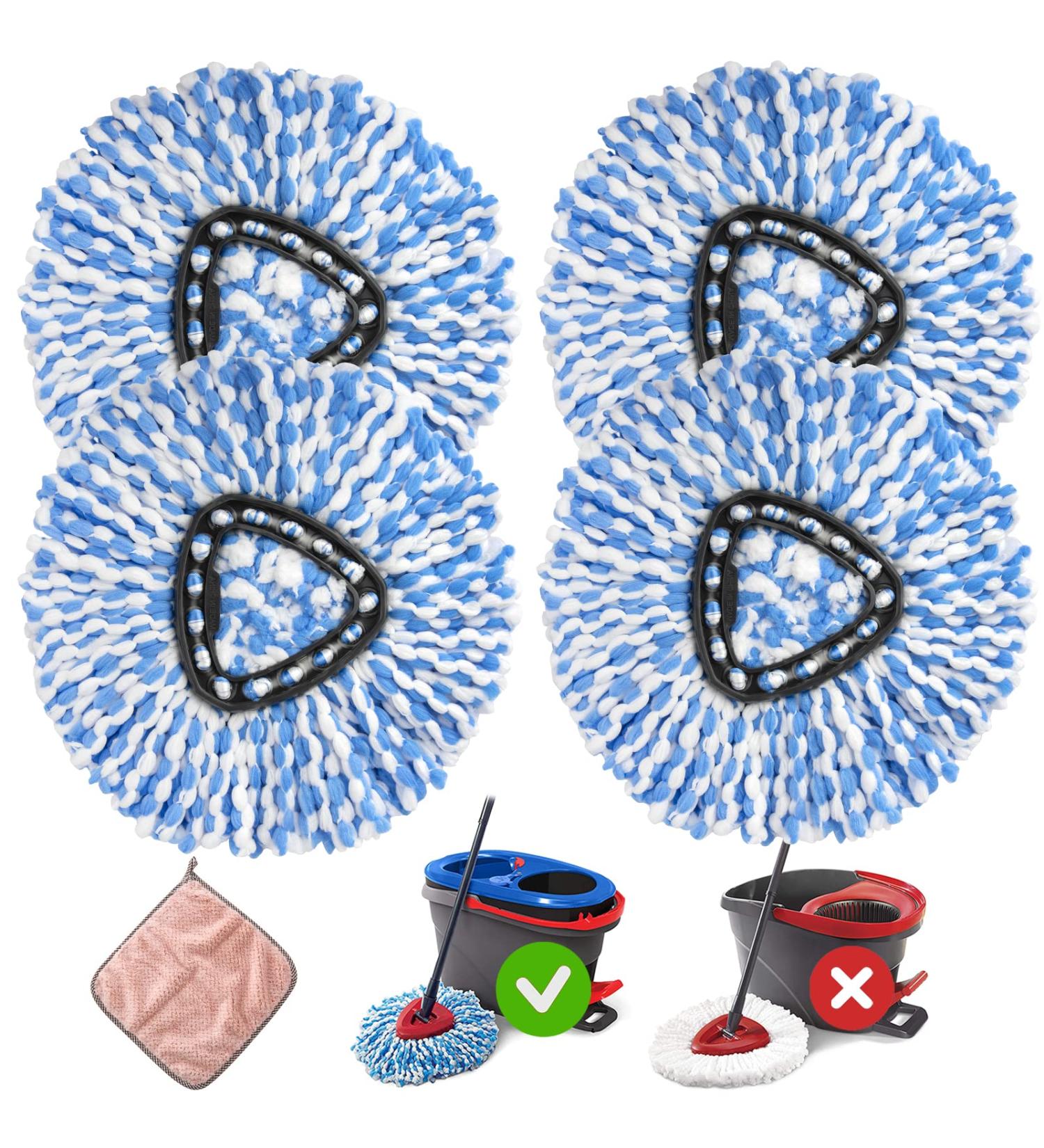 MXZONE 4 Pack Spin Mop Head Replacement for EasyWring RinseClean Mop - Microfiber Blue 4pcs - Buy Online on GoSupps.com