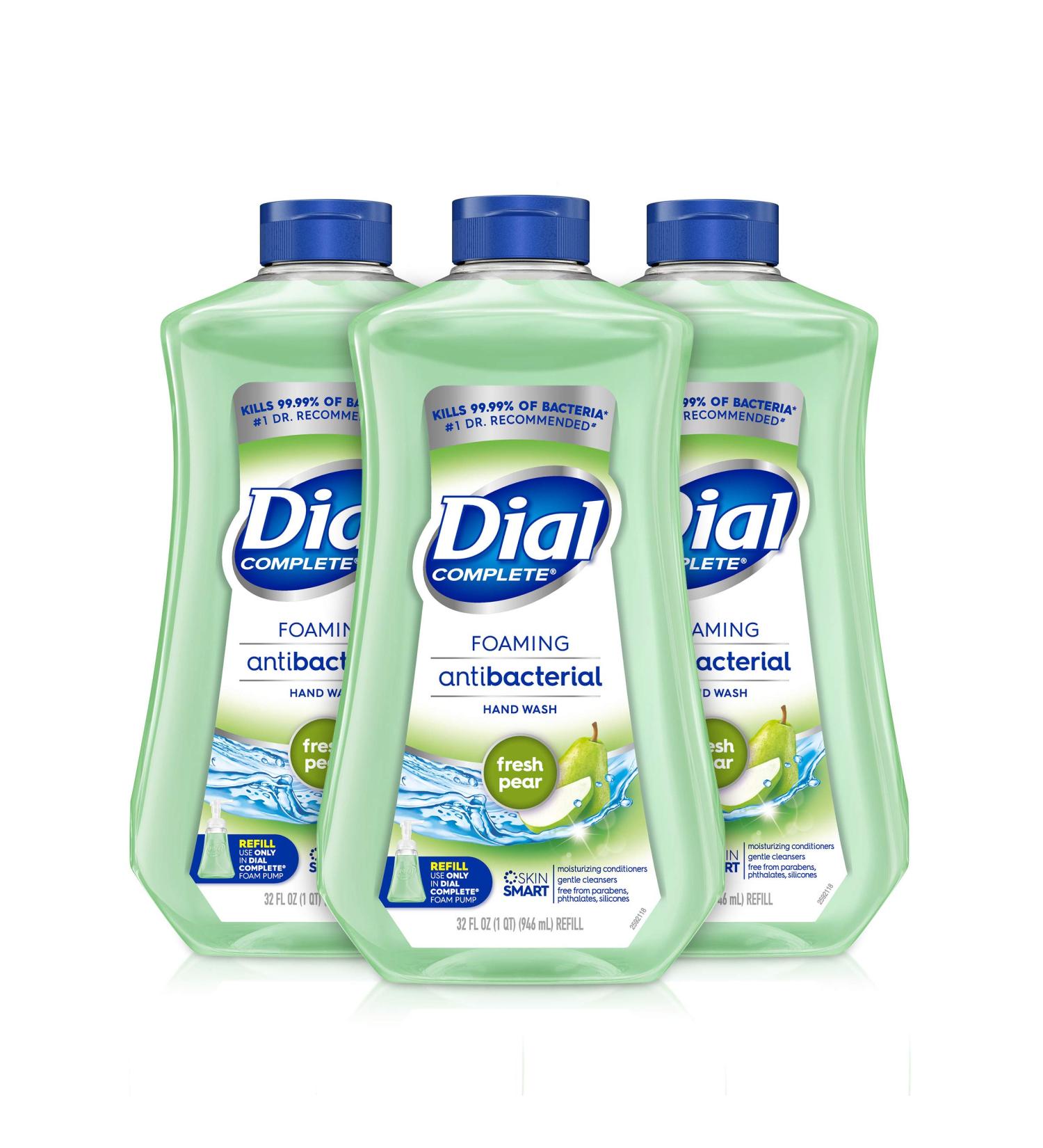Dial Complete Antibacterial Foaming Hand Wash Refill - Fresh Pear 32oz (Pack of 3) - Buy Online on GoSupps.com