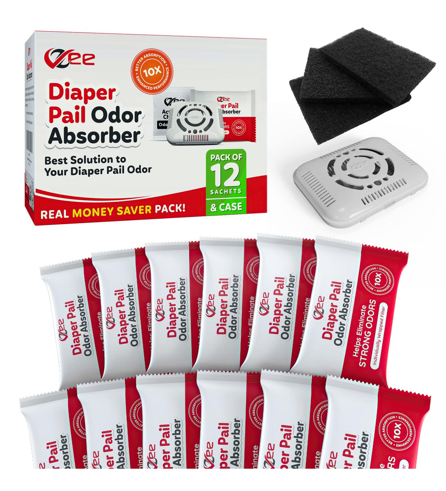 VZee Diaper Pail Deodorizer 16-Pack with Plastic Case - Munchkin Compatible, Odor Eliminator for Diaper Pails, Shoes, Drawers - Buy Online on GoSupps.com