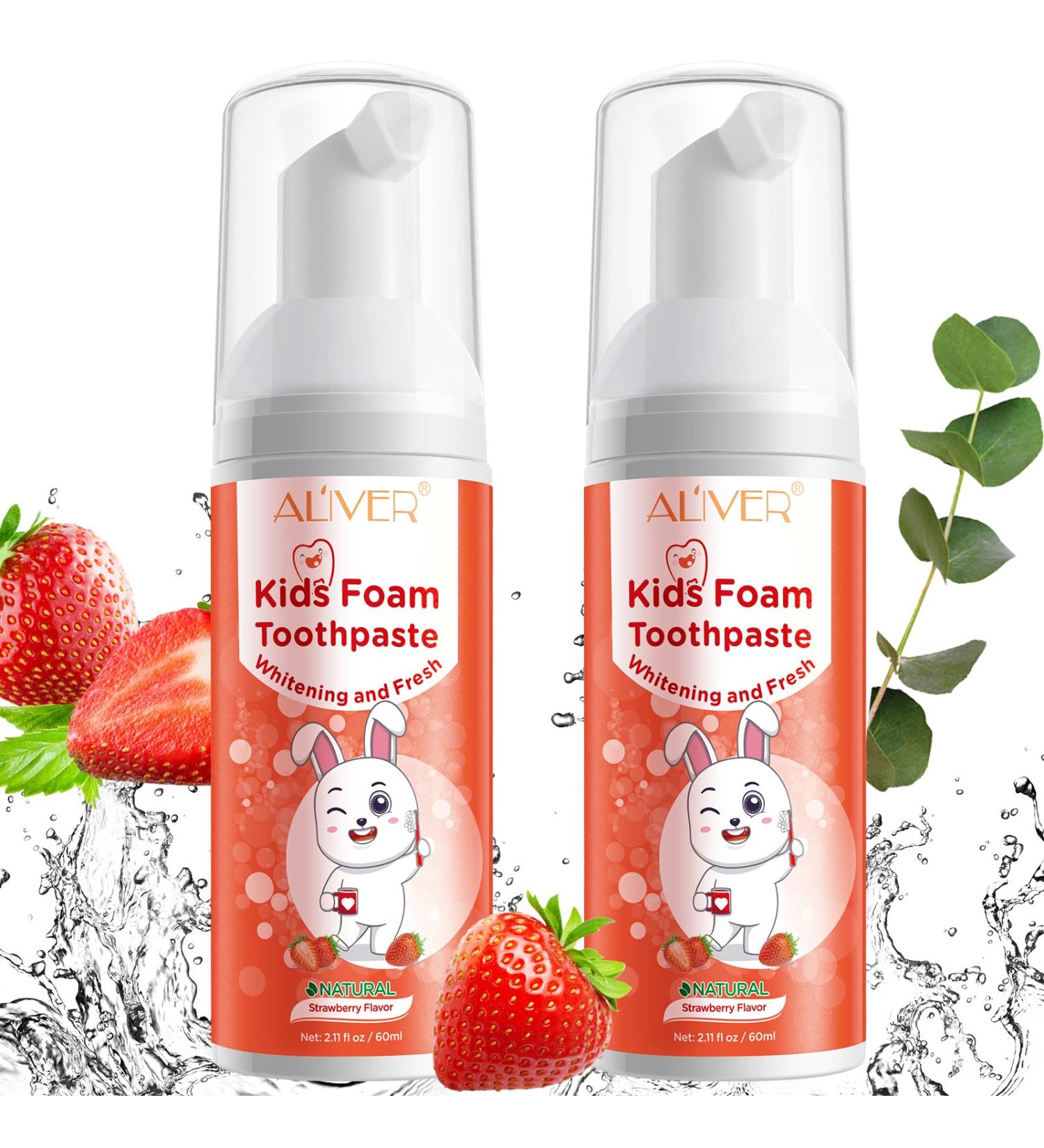 Kids Toothpaste Foam Low Fluoride Toothpaste for U-Shaped Toothbrush Natural Healthy Toothpaste for Kids Ages 3 and Up 2 Pack Strawberry - Buy Online on GoSupps.com