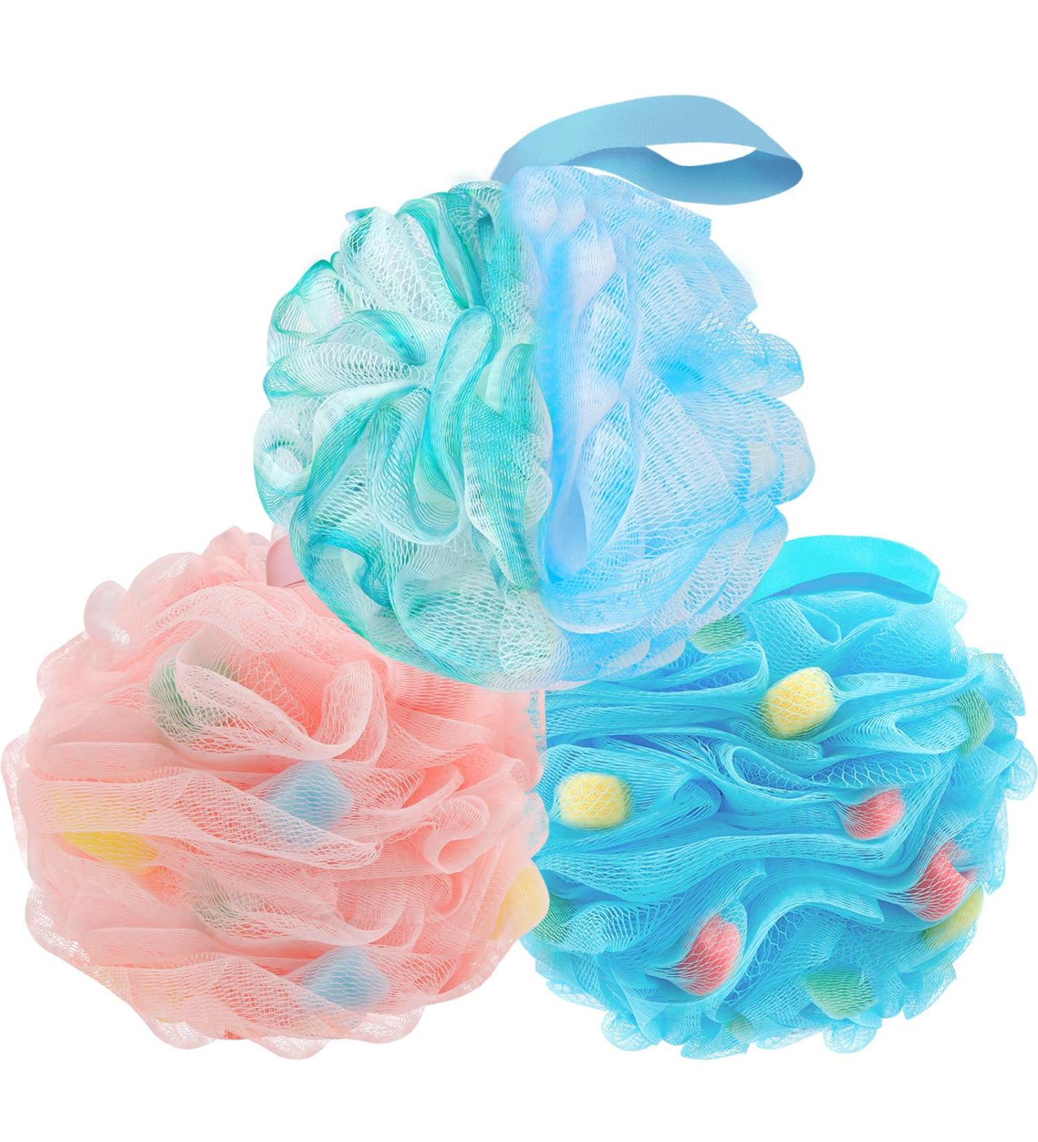 Buy SAMEAT Loofah Sponge Shower Puff - Exfoliating Bath Scrubber for Men & Women - 3 Pack Soft Mesh Body Scrub - International Shipping Available - Buy Online on GoSupps.com
