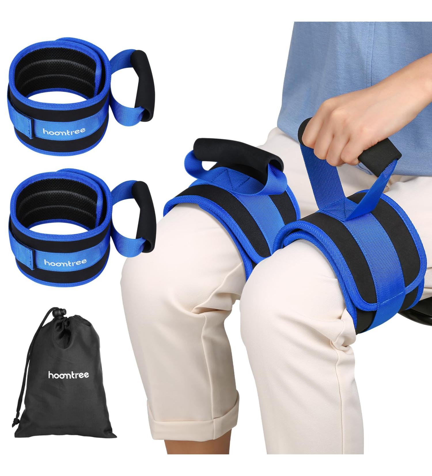 Hoomtree Leg Lifter Strap Set of 2 for Limited Mobility Thigh Lifter Strap with Padded Grip and Loop for Knee Hip Surgery Recovery Mobility Aids Tool for Disabled Get in and Out of Bed Car Wheelchair 2 pack Blue - Buy Online on GoSupps.com