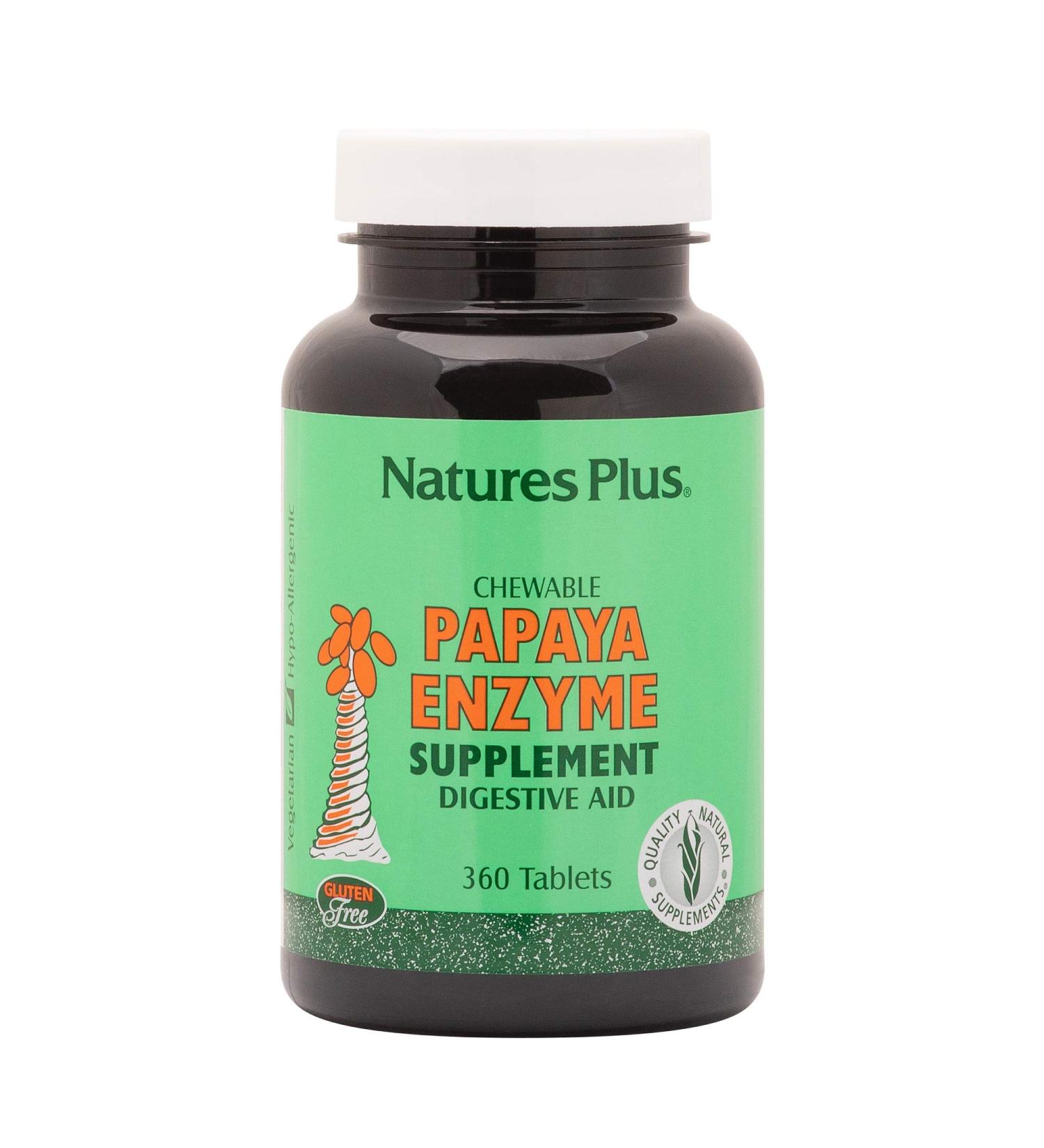 Buy Nature's Plus Chewable Papaya Enzyme Supplement - 360 Tablets for Digestion Support - Buy Online on GoSupps.com