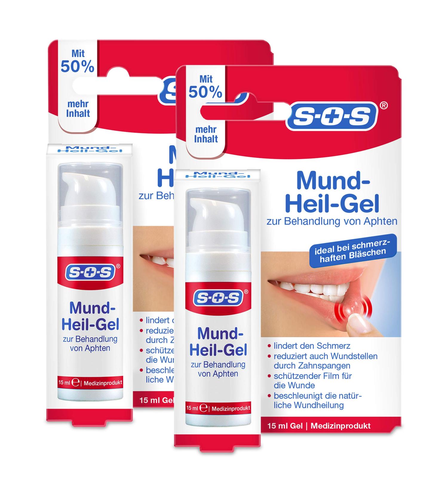 SOS Mouth-Healing Gel for Pain Relief from Aphten & Wounds - 2 x 15ml Pack Fast Healing for Tongue Oral Mucosa & Lips - Buy Online on GoSupps.com