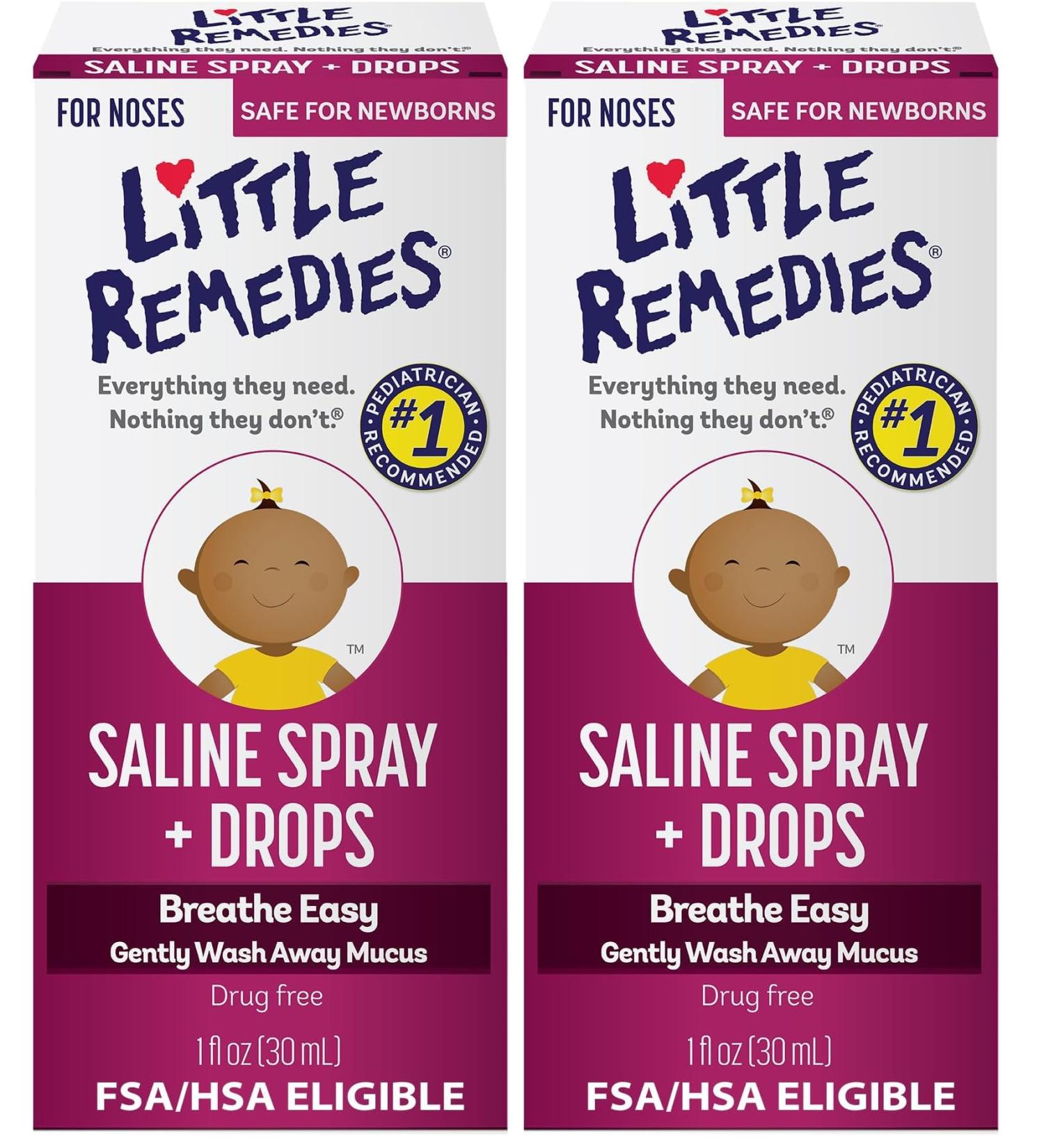 Little Remedies Noses Saline Spray Drops 1 Fl Oz (Pack of 2) - Buy Online on GoSupps.com