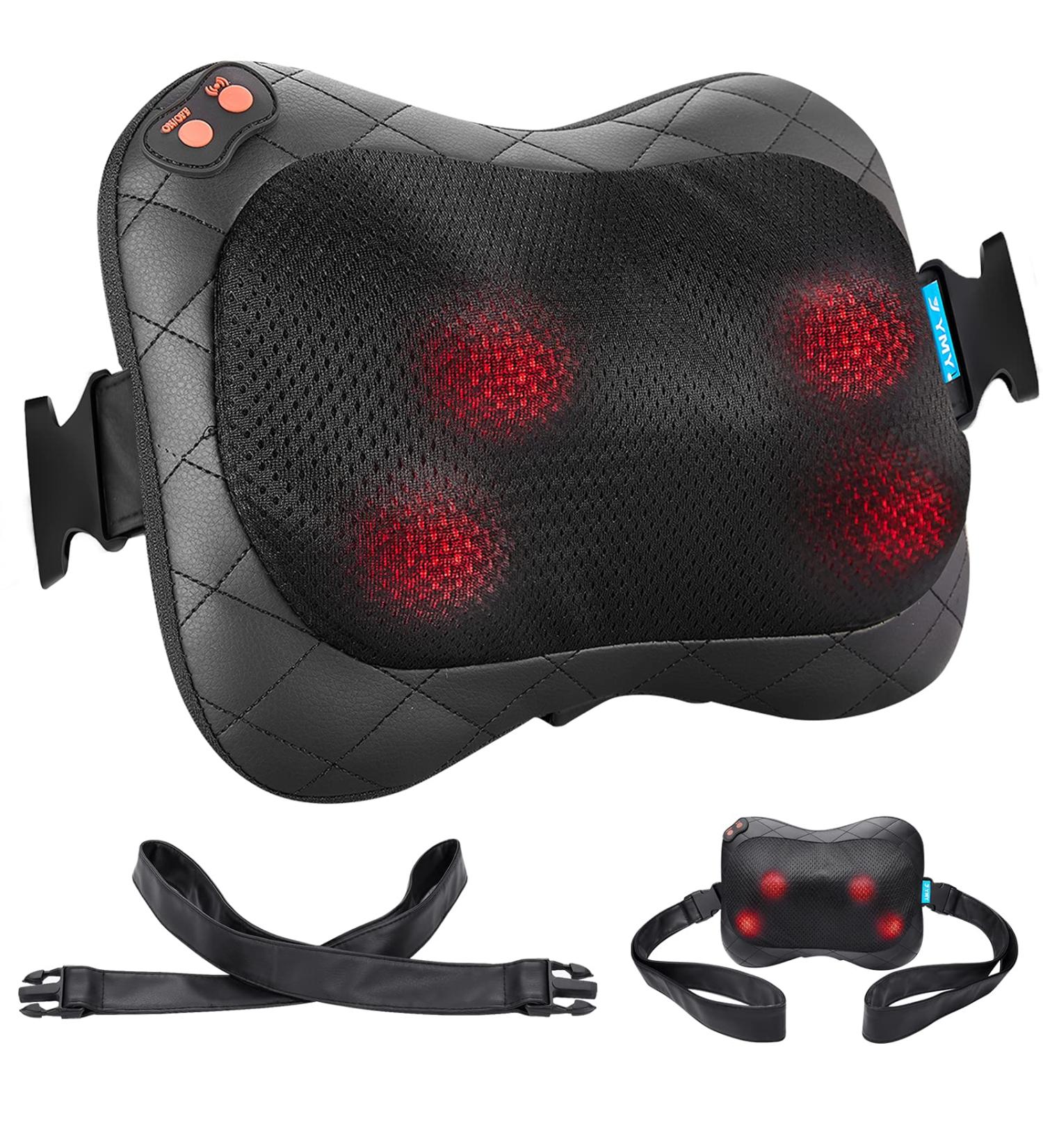 JYMY Shiatsu Neck Massager with Heat - Deep Kneading Electric Massager Pillow for Relaxing Muscles, Waist, Shoulders, and Legs - Gift for Dad/Mom/Women/Men - Black - Buy Online on GoSupps.com