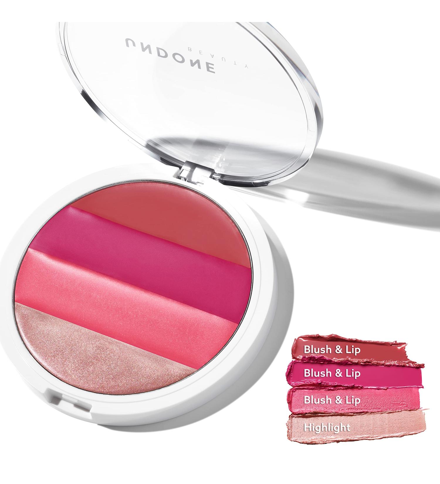 Undone Beauty Mega Cr me Clean Cream Blush  Bronzer and Highlighter Makeup Palette - Strawberry Creme Strawberry Cr me