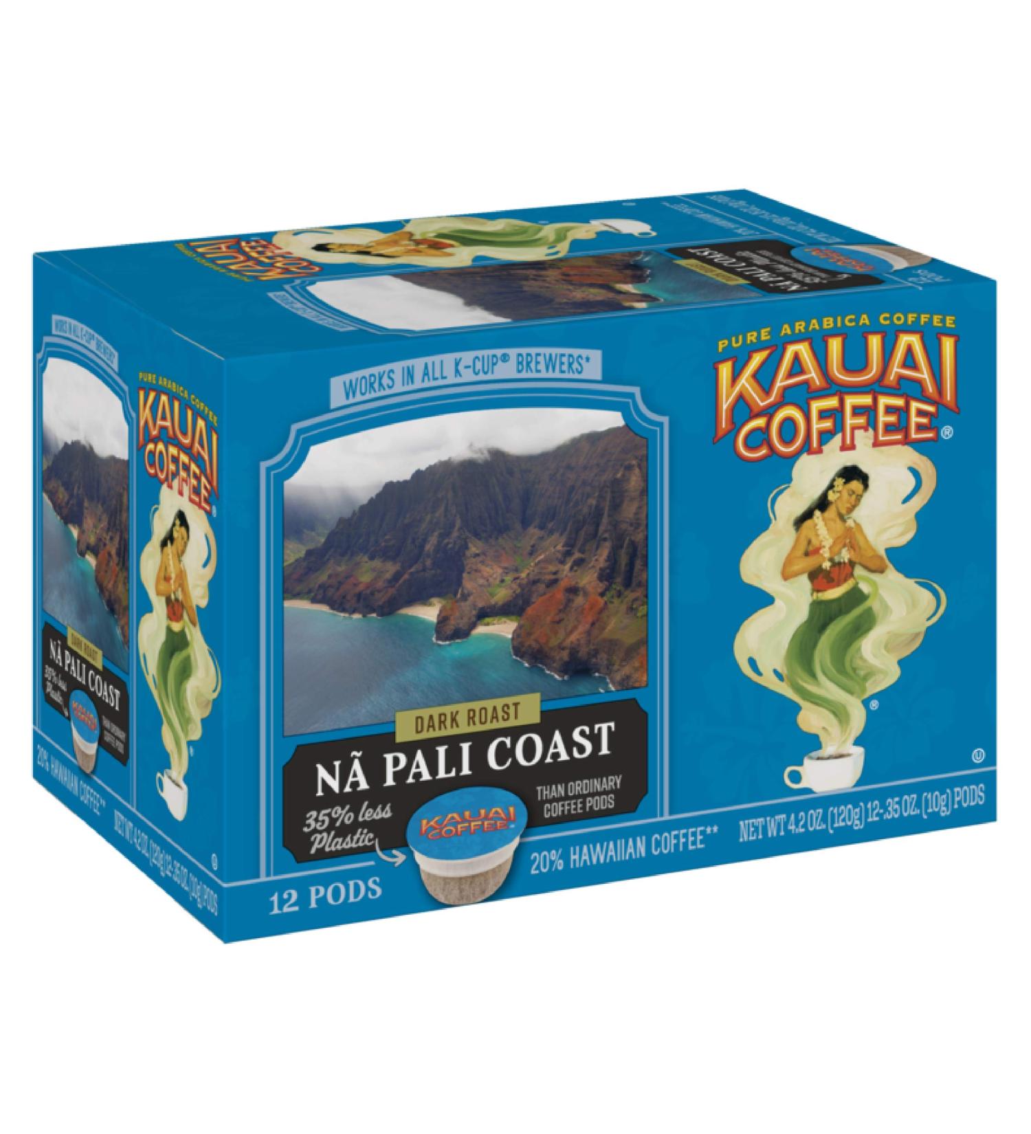Kauai Coffee Na Pali Coast Dark Roast Pods - 12 Count Pack - 100% Arabica for Keurig - Buy Online on GoSupps.com