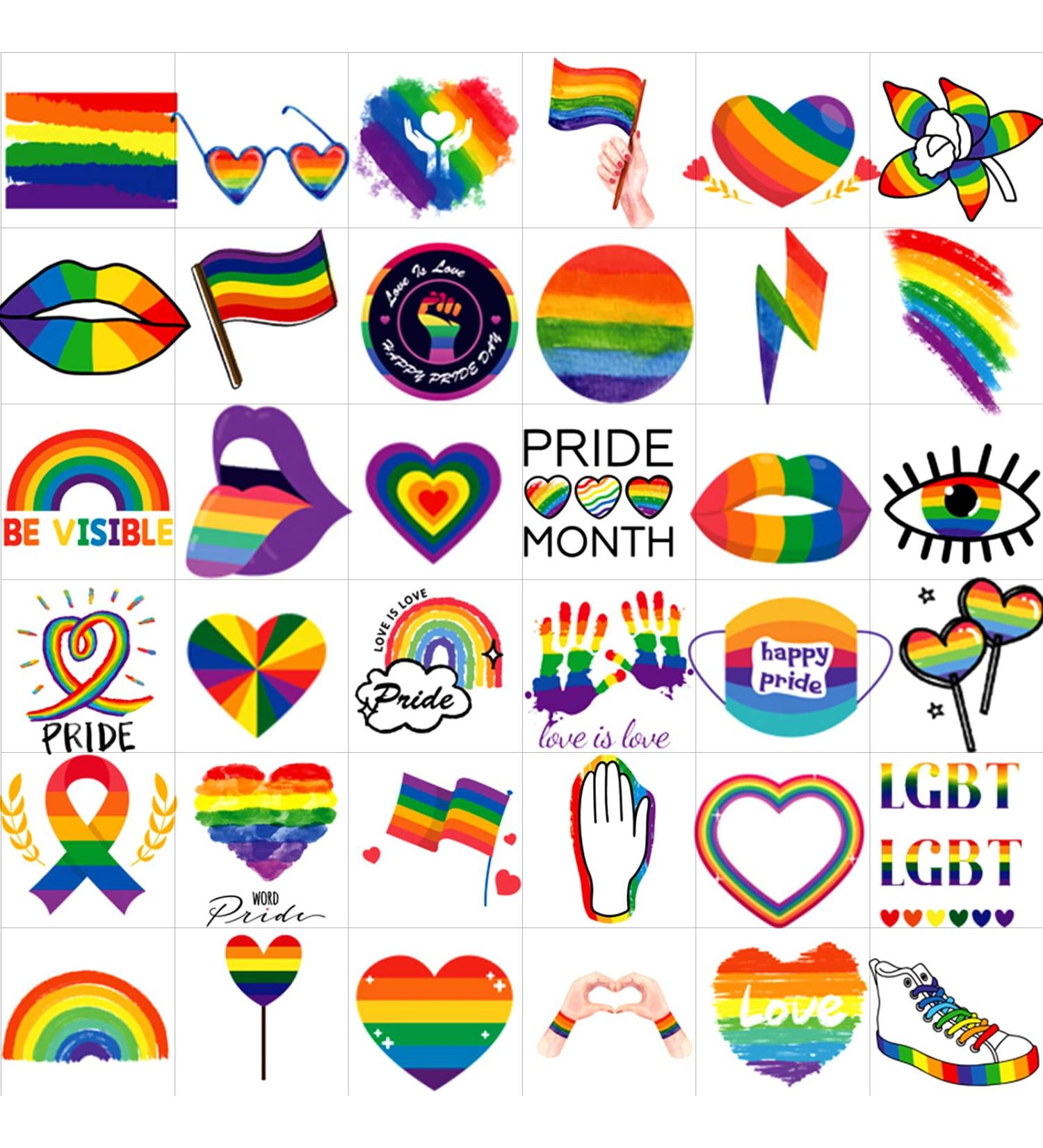 JEEFONNA 100+ Pcs LGBT Rainbow Temporary Tattoos - Waterproof Pride Equality Parades Stickers - Buy Online on GoSupps.com