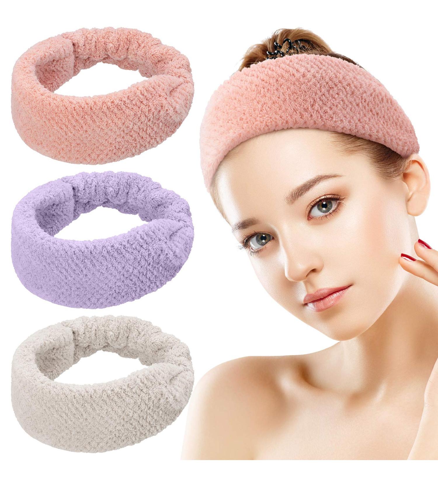 Chuangdi 3 Piece Microfiber Spa Headbands for Women - Soft Elastic Hair Bands for Sports, Yoga, Shower - Facial Headbands for Makeup and Washing Face - Buy Online on GoSupps.com
