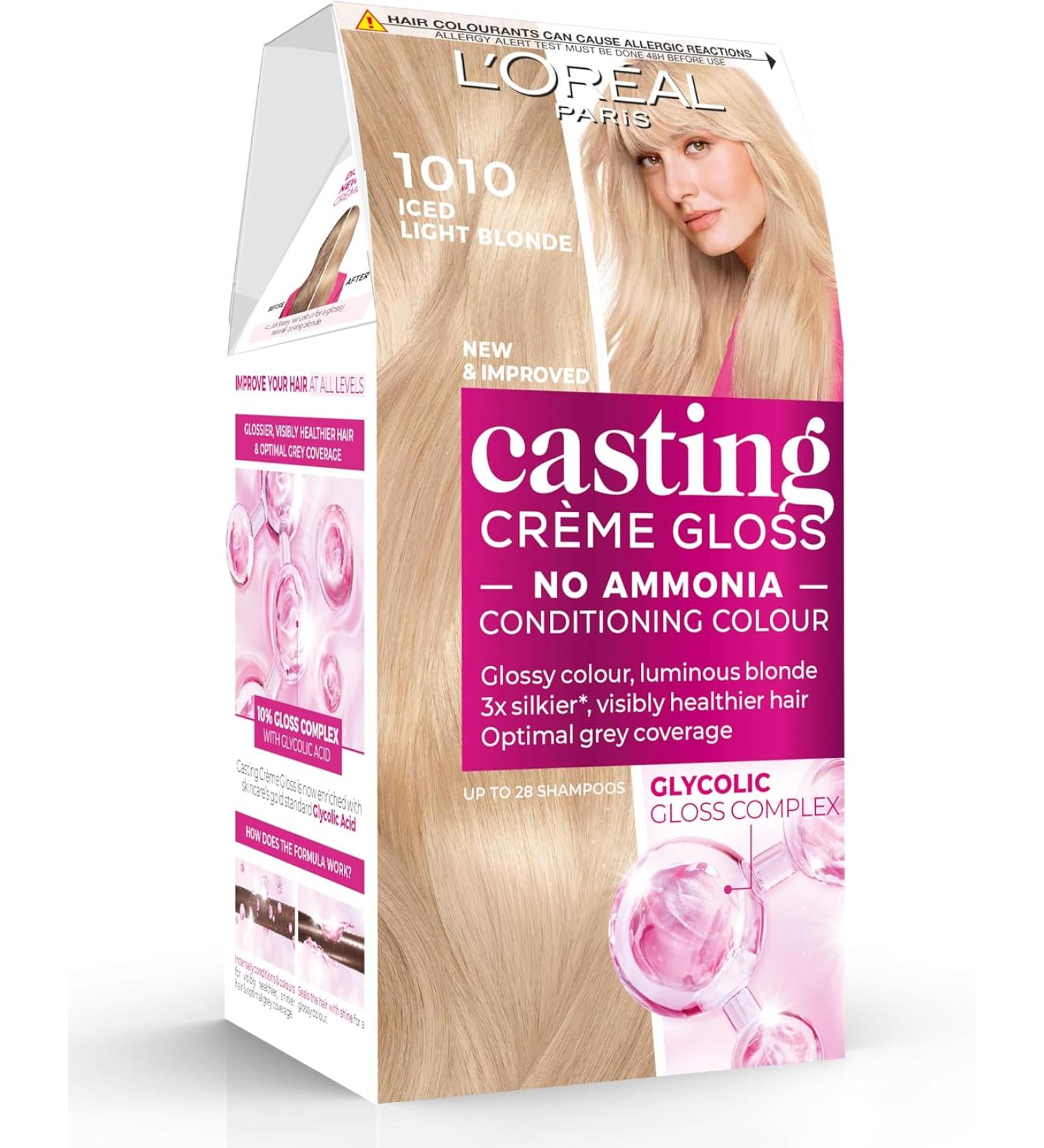 L'Oreal Paris Casting Creme Gloss 1010 Light Iced Blonde Hair Dye - Semi-Permanent Color for Radiant Grey Coverage - Buy Online on GoSupps.com