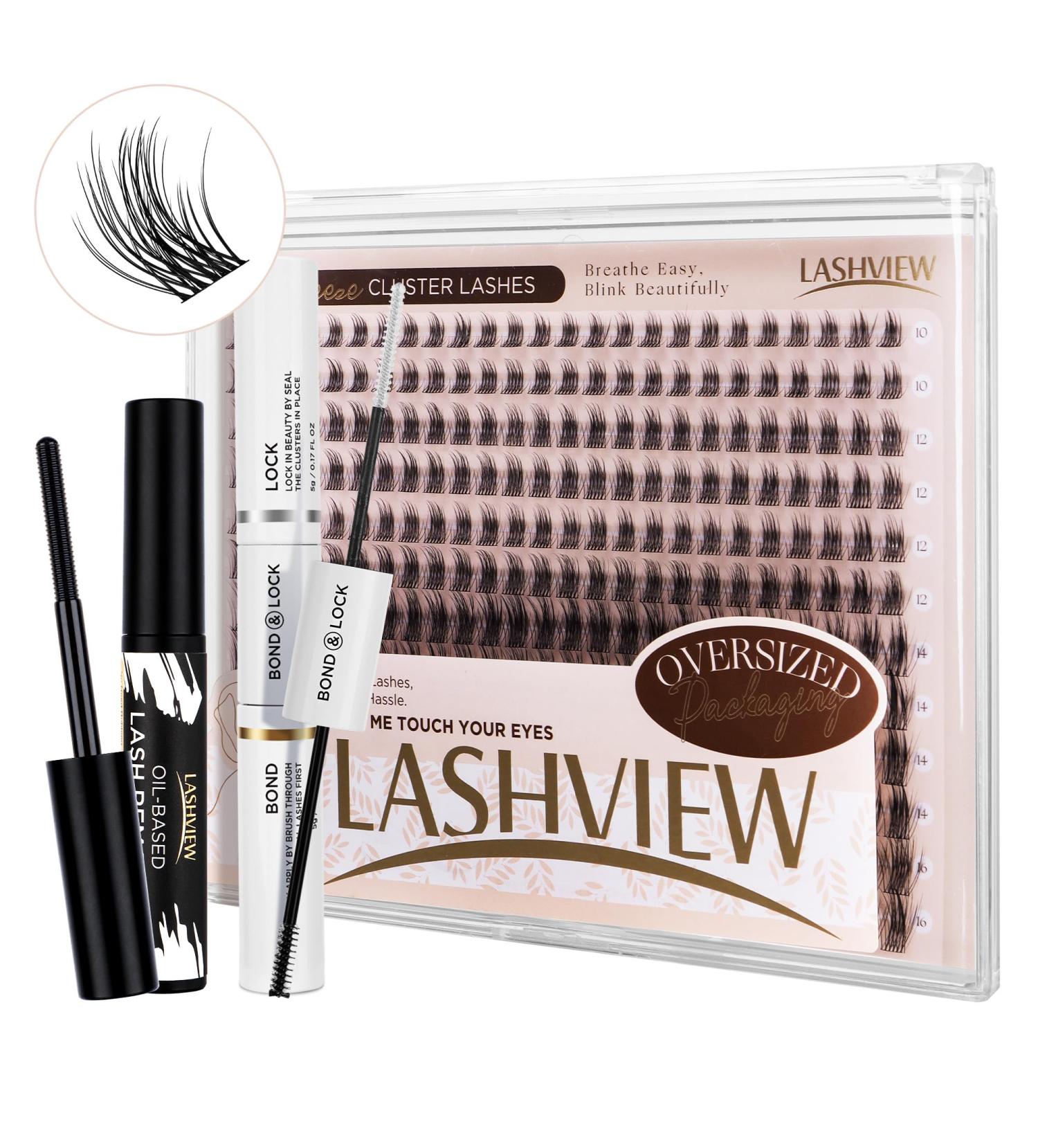 Lashview Cluster Lashes 300 PCs - DIY Natural Look Eyelash Extensions with Soft Bands & Lash Bond | D-Big Kit 705DBIG - Buy Online on GoSupps.com