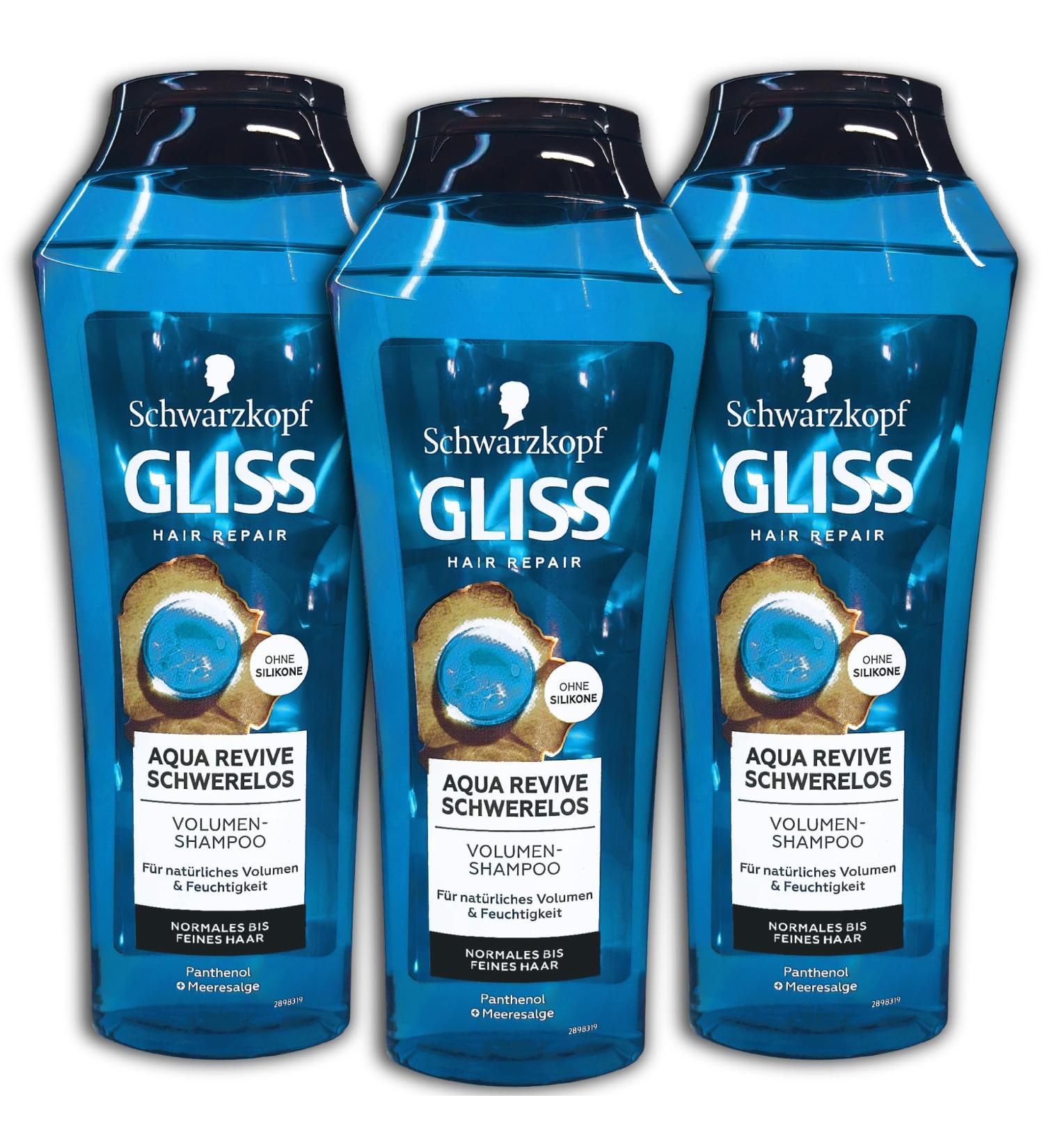 topdeal Gliss Kur Aqua Revive 3-pack of volumizing shampoos (3 x 250 ml)