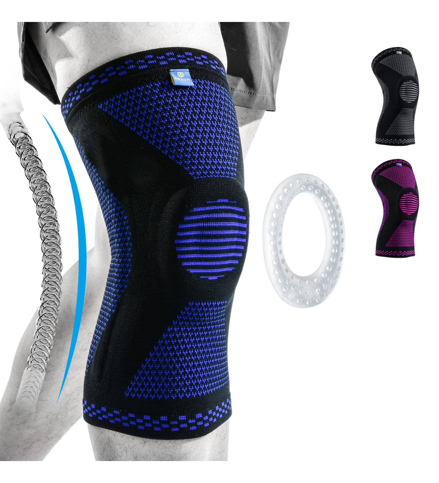 Abyon Knee Brace for Men & Women - XL Knee Support for Meniscal Tear Arthritis ACL MCL with Patella Gel Pads & Spring Stabilizers (Blue) - Buy Online on GoSupps.com