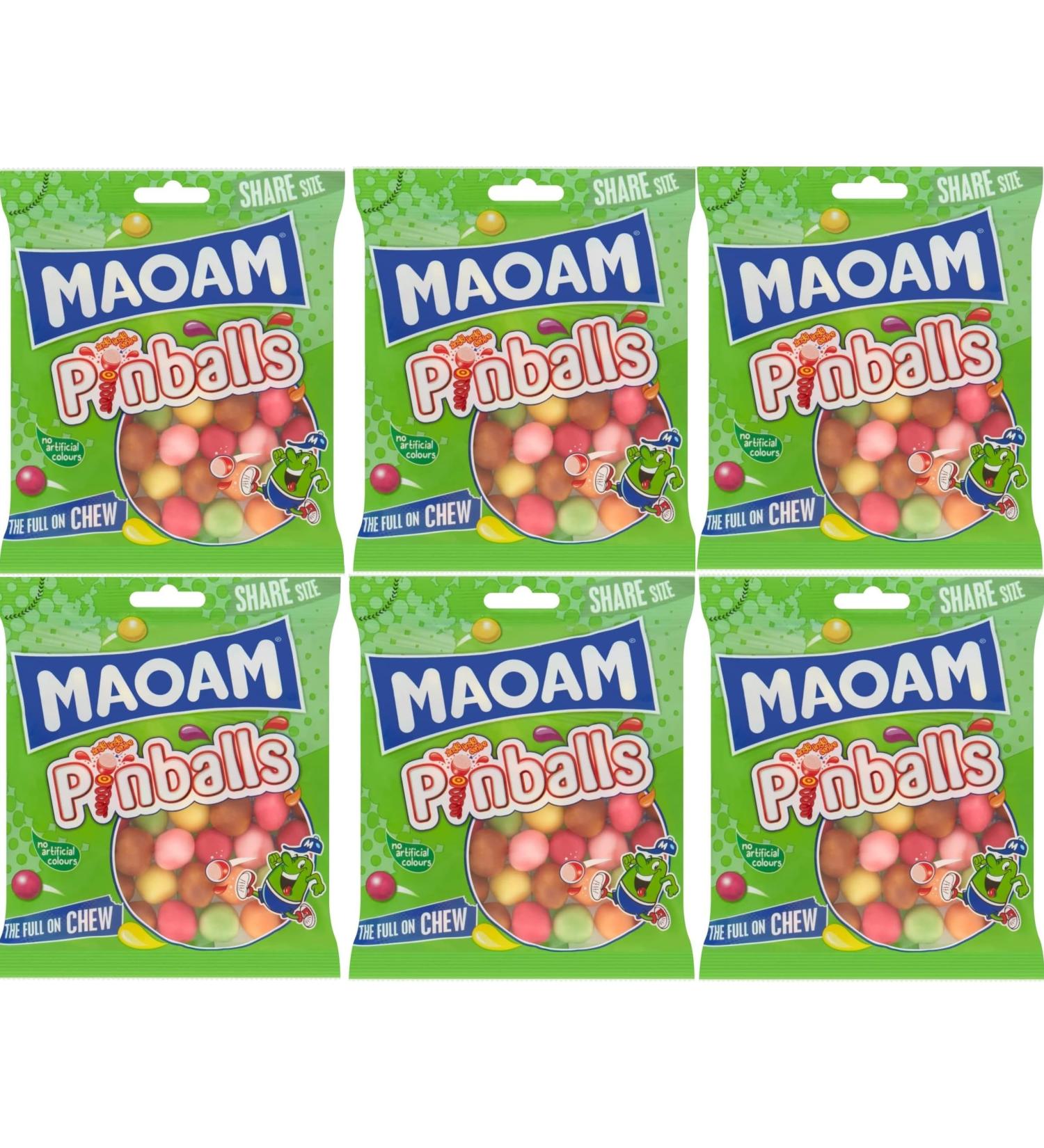 Maoam Pinballs Chewy Sweet Treats 140g Bag Ideal for Kid Children Partys Goody Bags 6 Packs