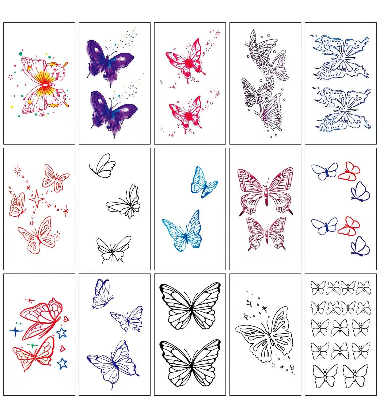 Realistic Butterfly Temporary Tattoos for Women - Long Lasting Fake Tattoo Stickers for Body and Hands - Buy Online on GoSupps.com