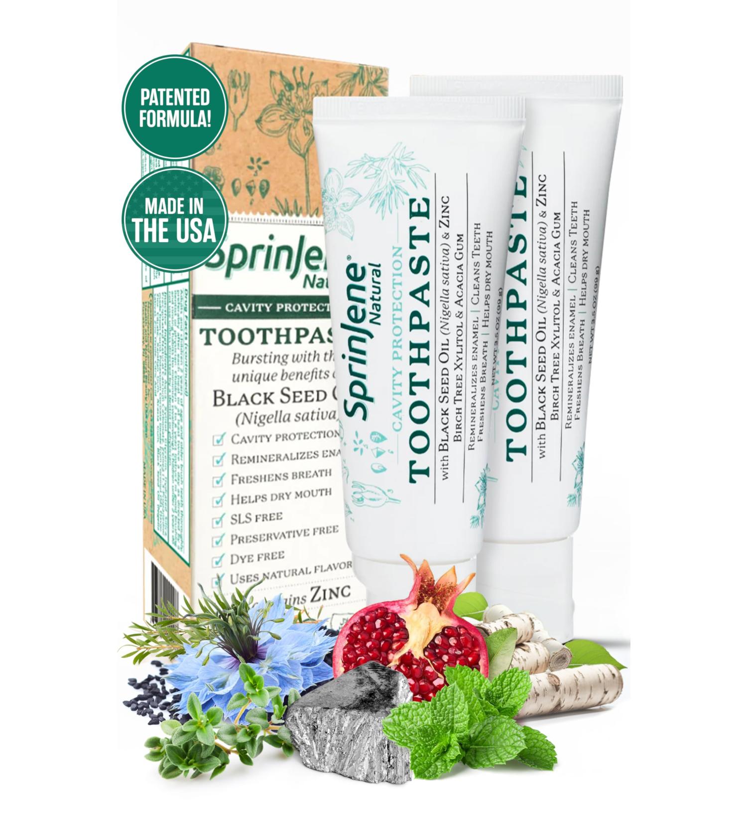 Buy SprinJene Natural SLS Free Toothpaste with Fluoride - Cavity Protection Gum Health & Fresh Breath - Toxic & Preservative Free - Pack of 2 (3.5 oz - Buy Online on GoSupps.com