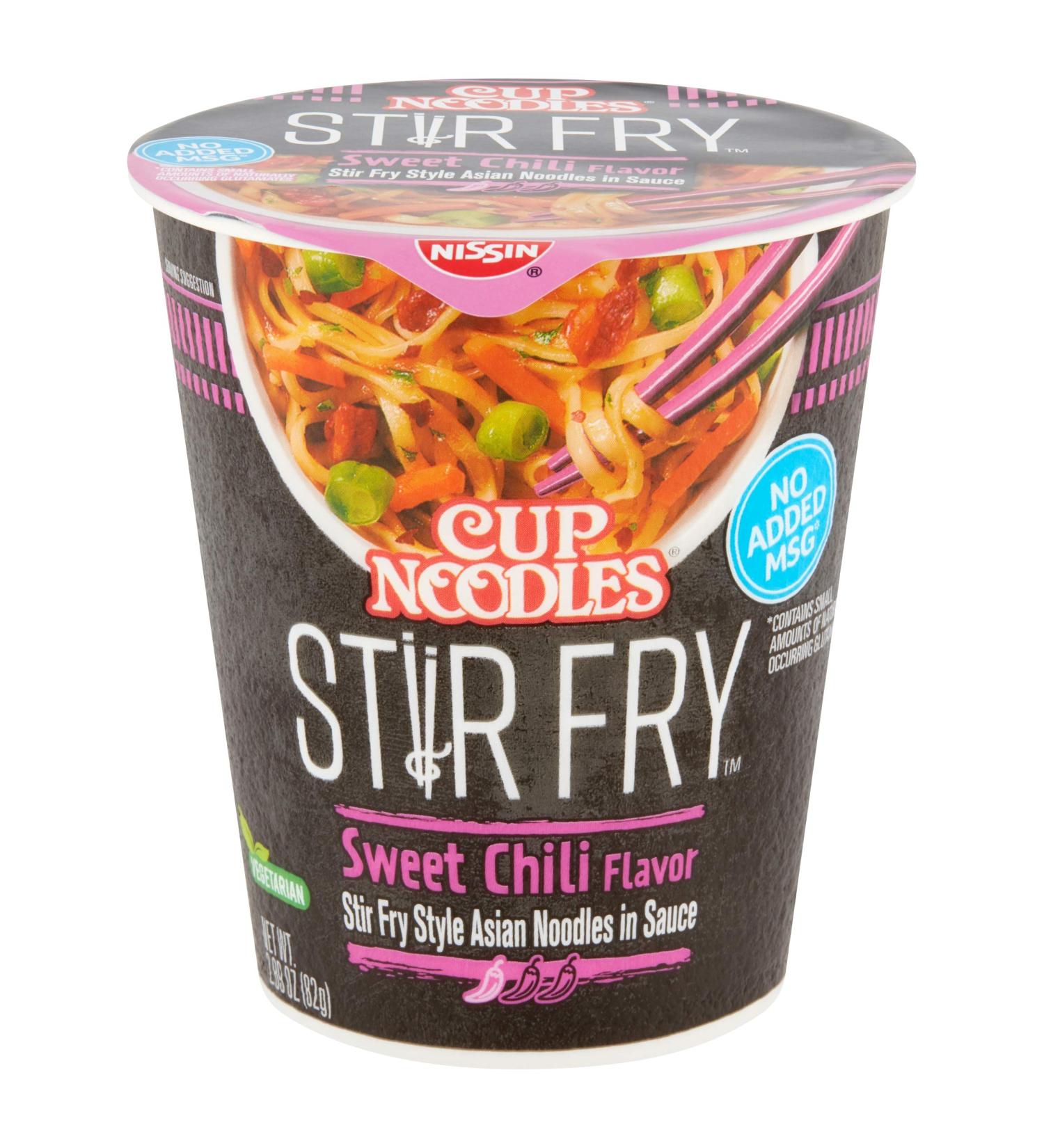 Nissin Cup Noodles Stir Fry Sweet Chili Flavor Noodles, 2.89 oz x6