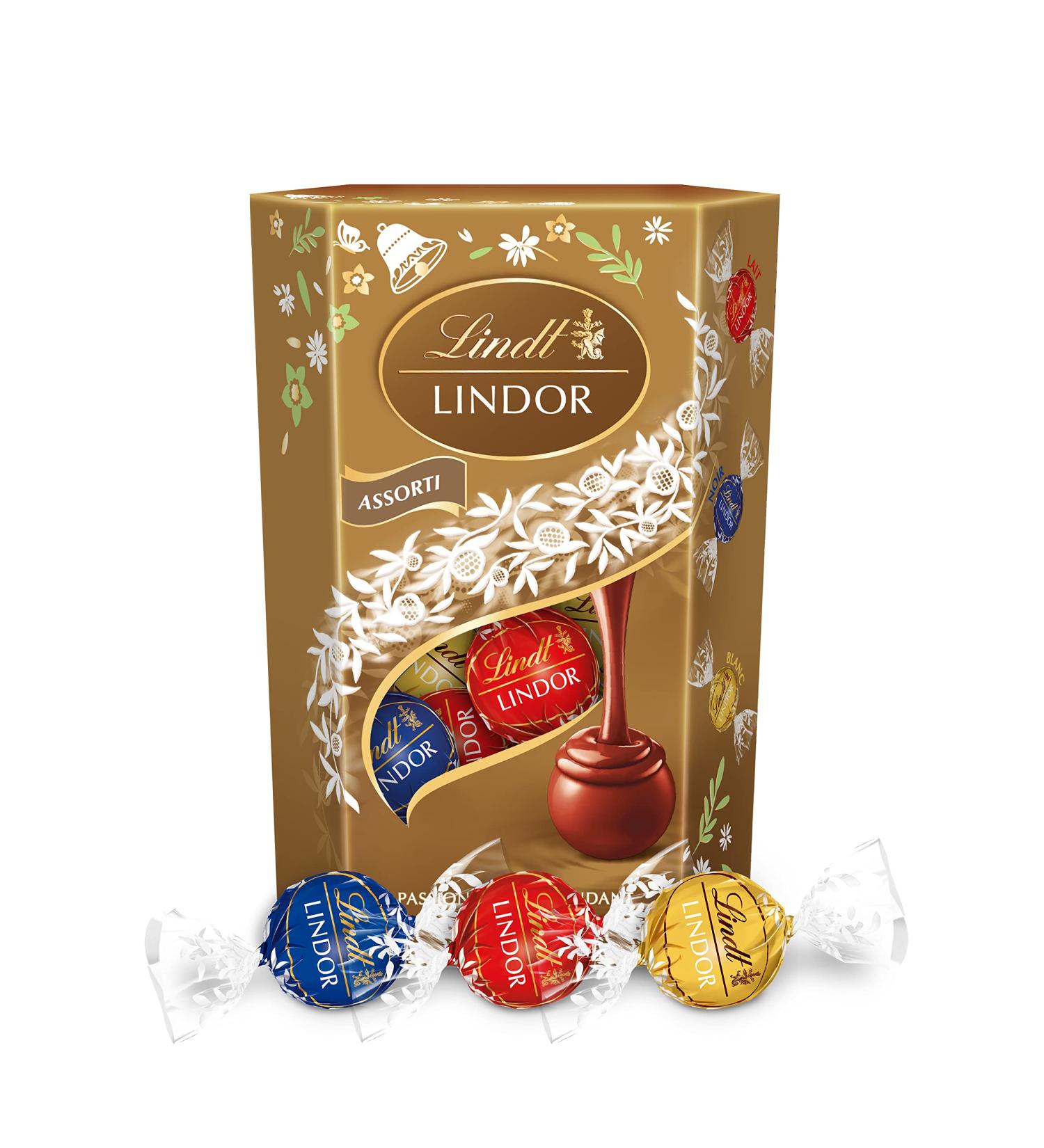 Lindt - Cornet LINDOR - Assortment of Milk Dark and White Chocolates Ideal for Easter 200g - Buy Online on GoSupps.com