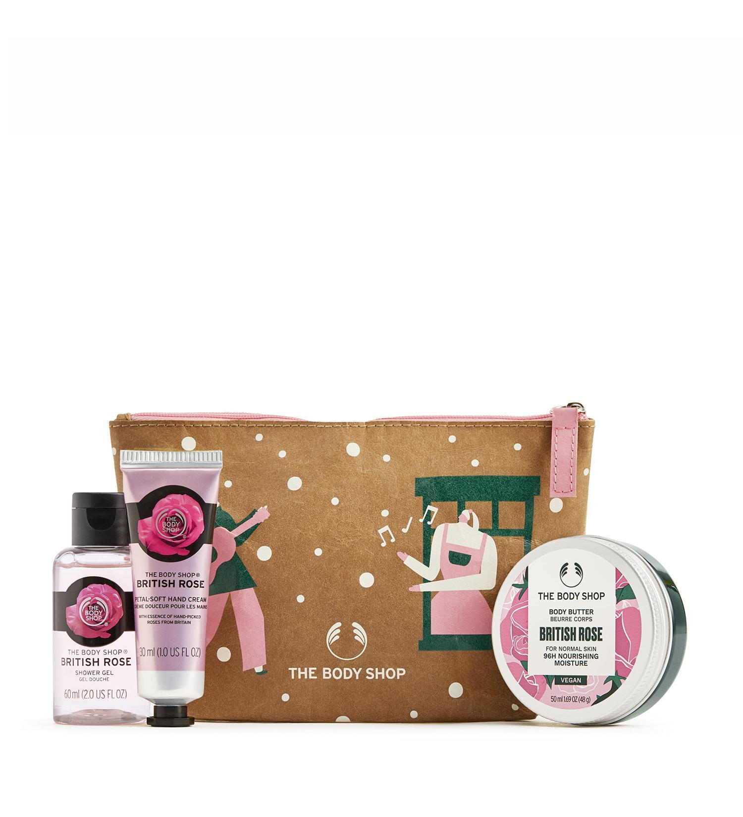 The Body Shop British Rose Mini Gift Set - Vegan Formula, Hydrating & Rejuvenating Skincare - 3 Piece Set - Buy Online on GoSupps.com