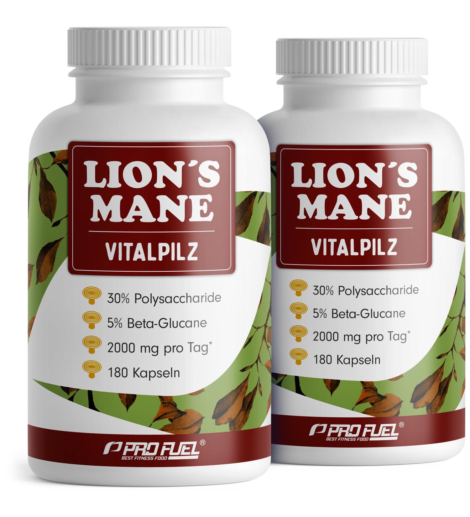 Lion's Mane Capsules 360x - 2000mg Hericium Erinaceus Extract | High-Quality Mushroom Supplement (30:1) | 120 Days Supply | 30% Polysaccharides & 5% Beta-Glucan - Buy Online on GoSupps.com