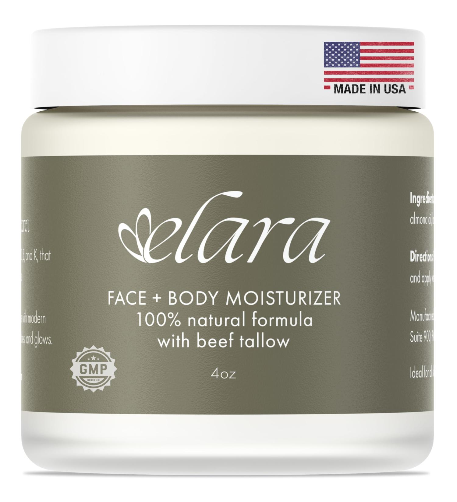 Elara Beef Tallow for Skin - Grass-Fed Whipped Tallow Balm - Face & Body Moisturizer with Sweet Almond Oil - Lightweight Skin Moisturizer for Sensitive Skin - 4 Oz. - Buy Online on GoSupps.com