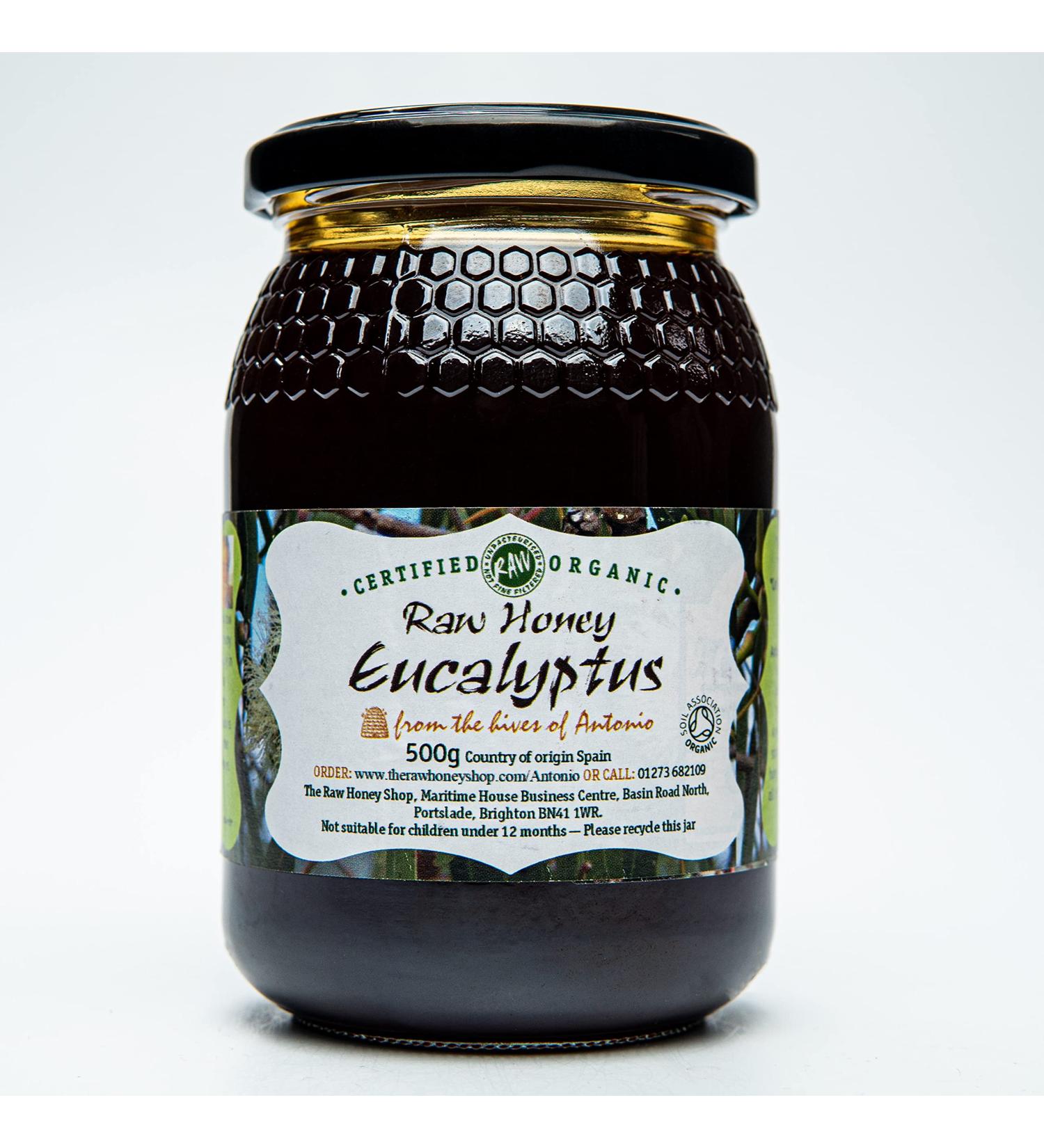 Antonio's Raw Organic Eucalyptus Honey - Antibacterial Wilderness Honey (500g) | Unpasteurised | Single Origin - The Raw Honey Shop - Buy Online on GoSupps.com