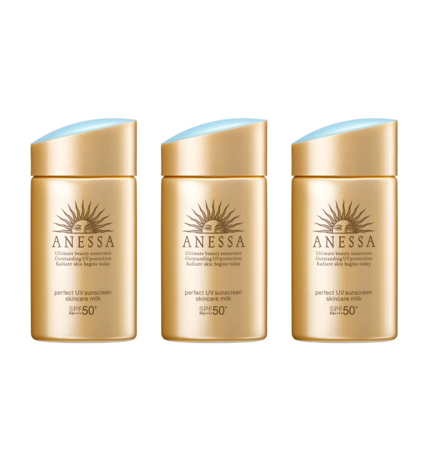 Shiseido ANESSA Perfect UV Sunscreen Skincare Milk A SPF50+ PA++++ 60ml (3pc set) - Ultimate Sun Protection - Buy Online on GoSupps.com