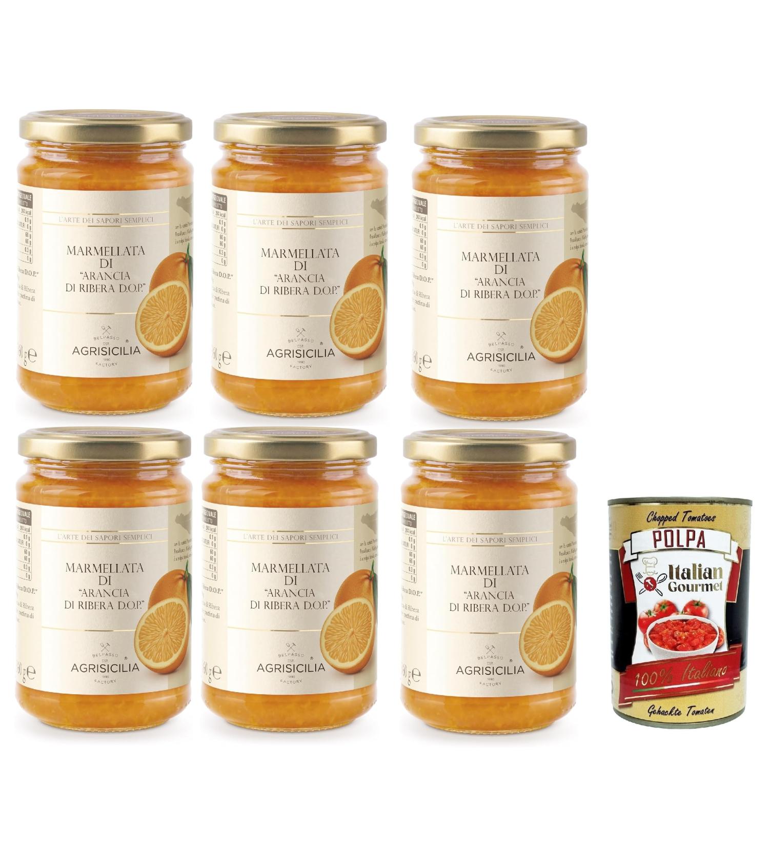 Italian Gourmet E.R. Agrisicilia Marmellata di Arancia - Orange Ribera D.O.P Jam - Premium Citrus Fruit and Excellent Craftsmanship for Breakfast and Snacks - 6 x 360g + Italian Gourmet Polpa - Buy Online on GoSupps.com