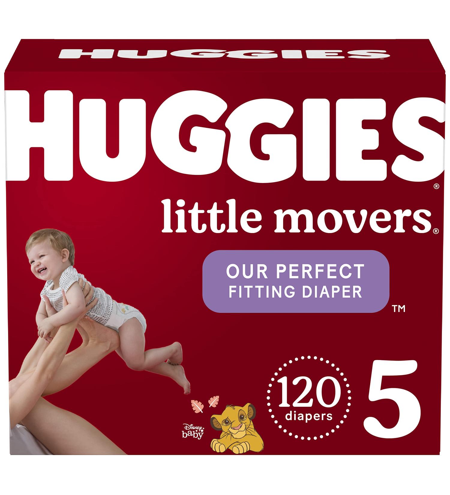 Huggies Little Movers Size 5 Baby Diapers 60 Count Pack of 2 - For Babies 27+ lbs - Buy Online on GoSupps.com