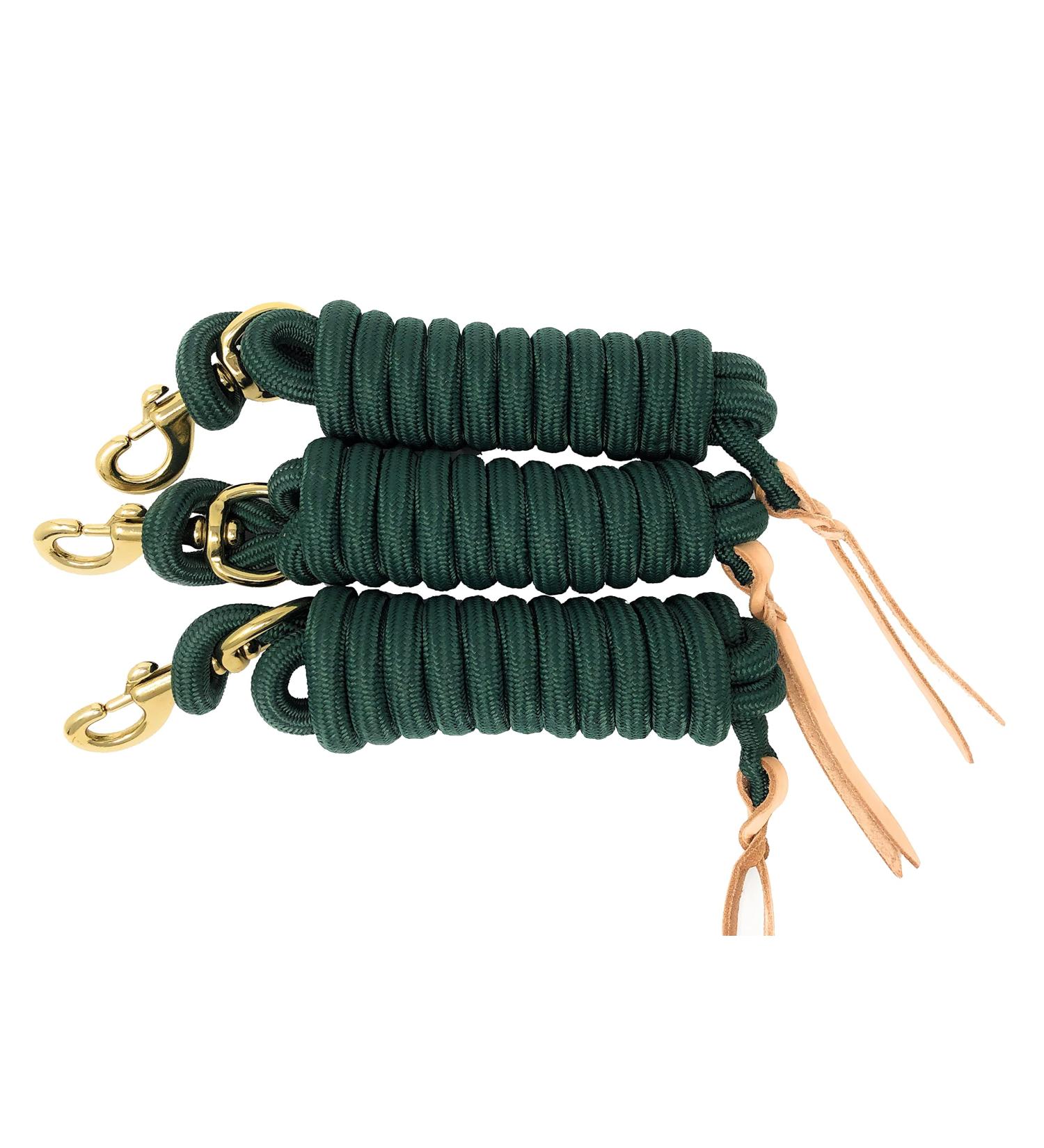 Set of 3 Green 9-Foot Nylon Lead Ropes with Leather Popper - Buy Online on GoSupps.com