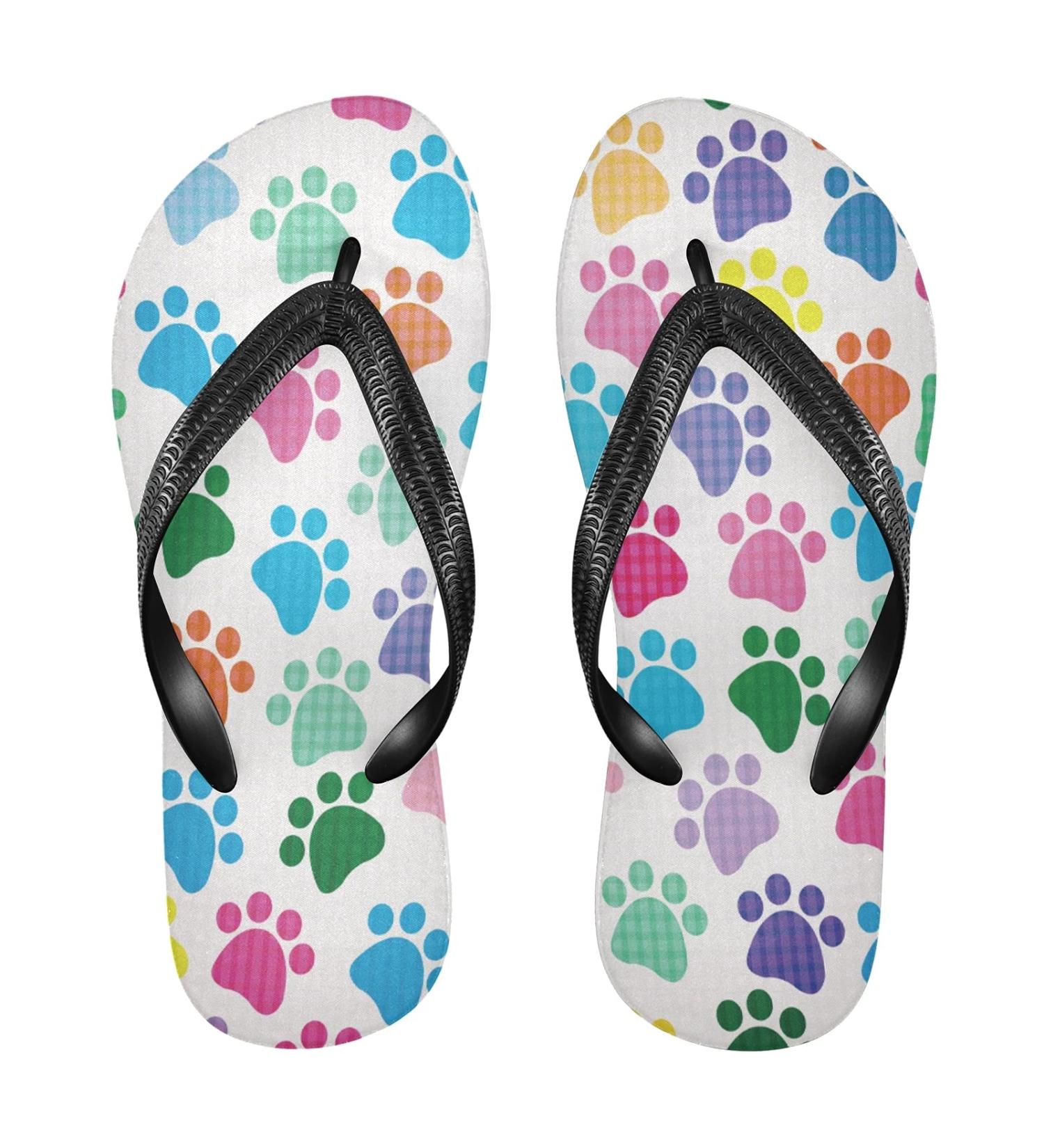 Mnsruu Paw Print Flip Flops for Home Hotel & Spa - Stylish & Comfortable Footwear for Men & Women - Perfect Travel Accessory - Buy Online on GoSupps.com