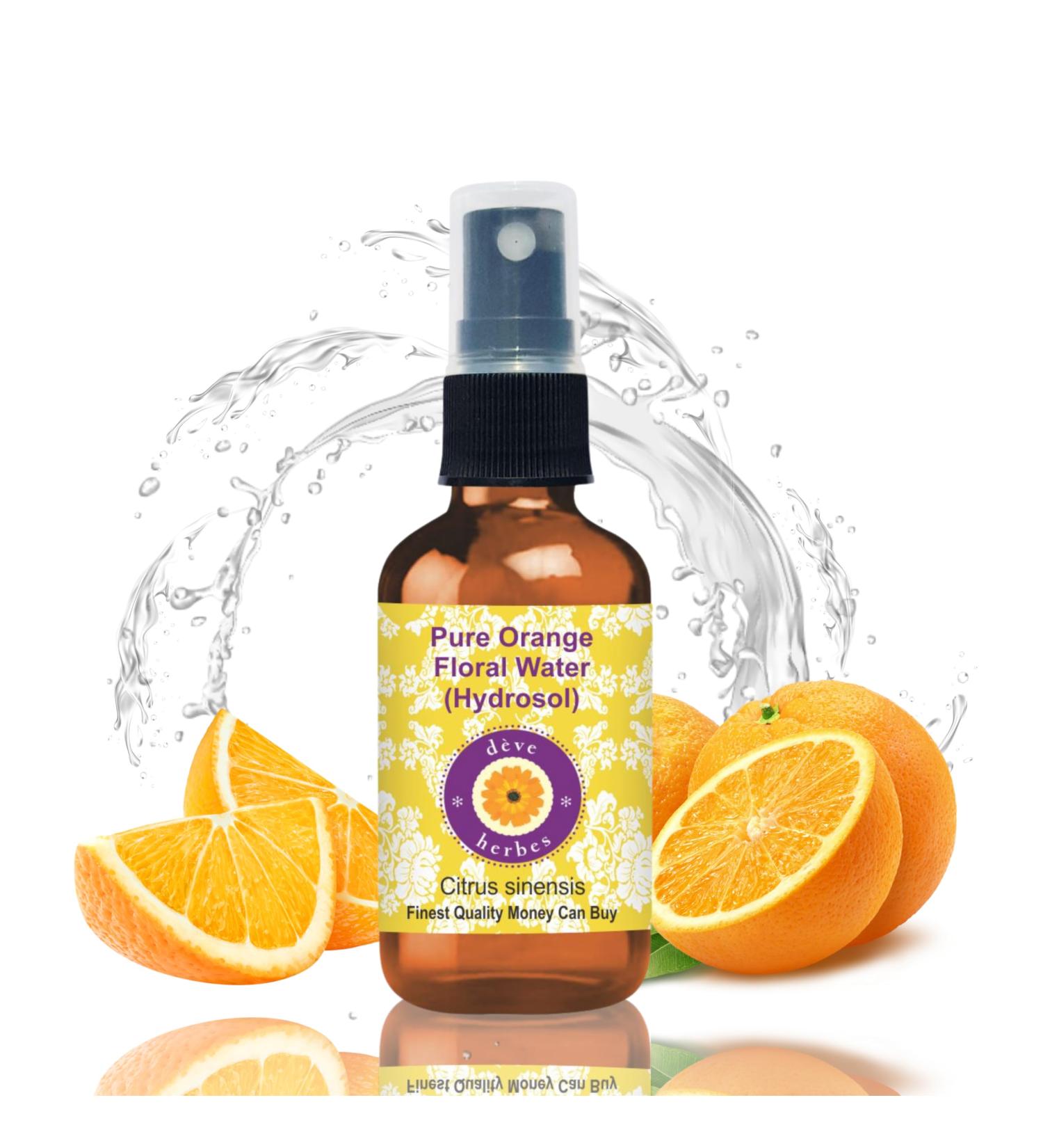 Deve Herbes Pure Orange Floral Water (Hydrosol) (Citrus sinensis) Natural Therapeutic Grade 100ml (3.38 oz) - Buy Online on GoSupps.com
