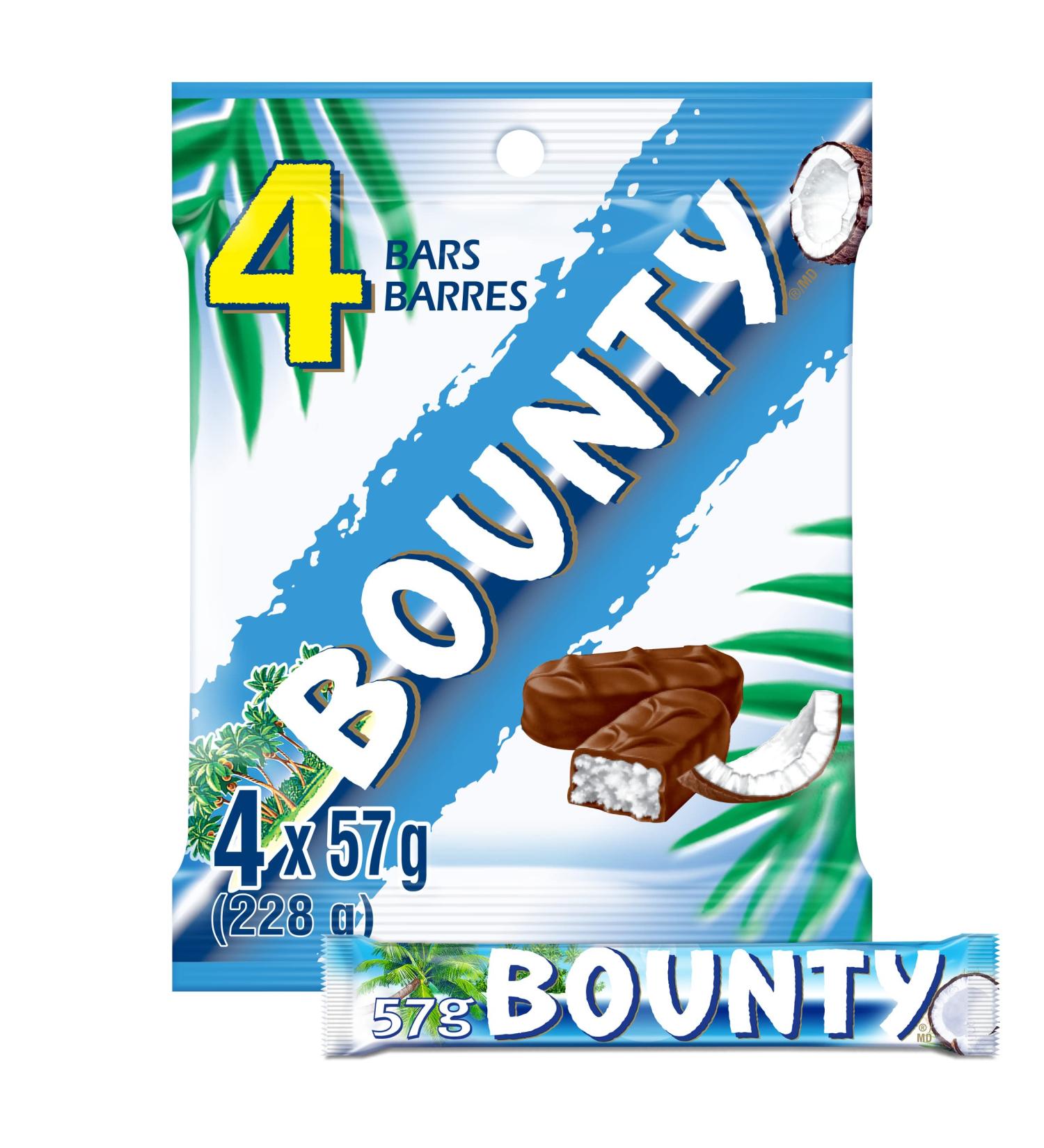 BOUNTY Coconut Milk Chocolate Bars 4 Full Size Bars 228g - Buy Online on GoSupps.com