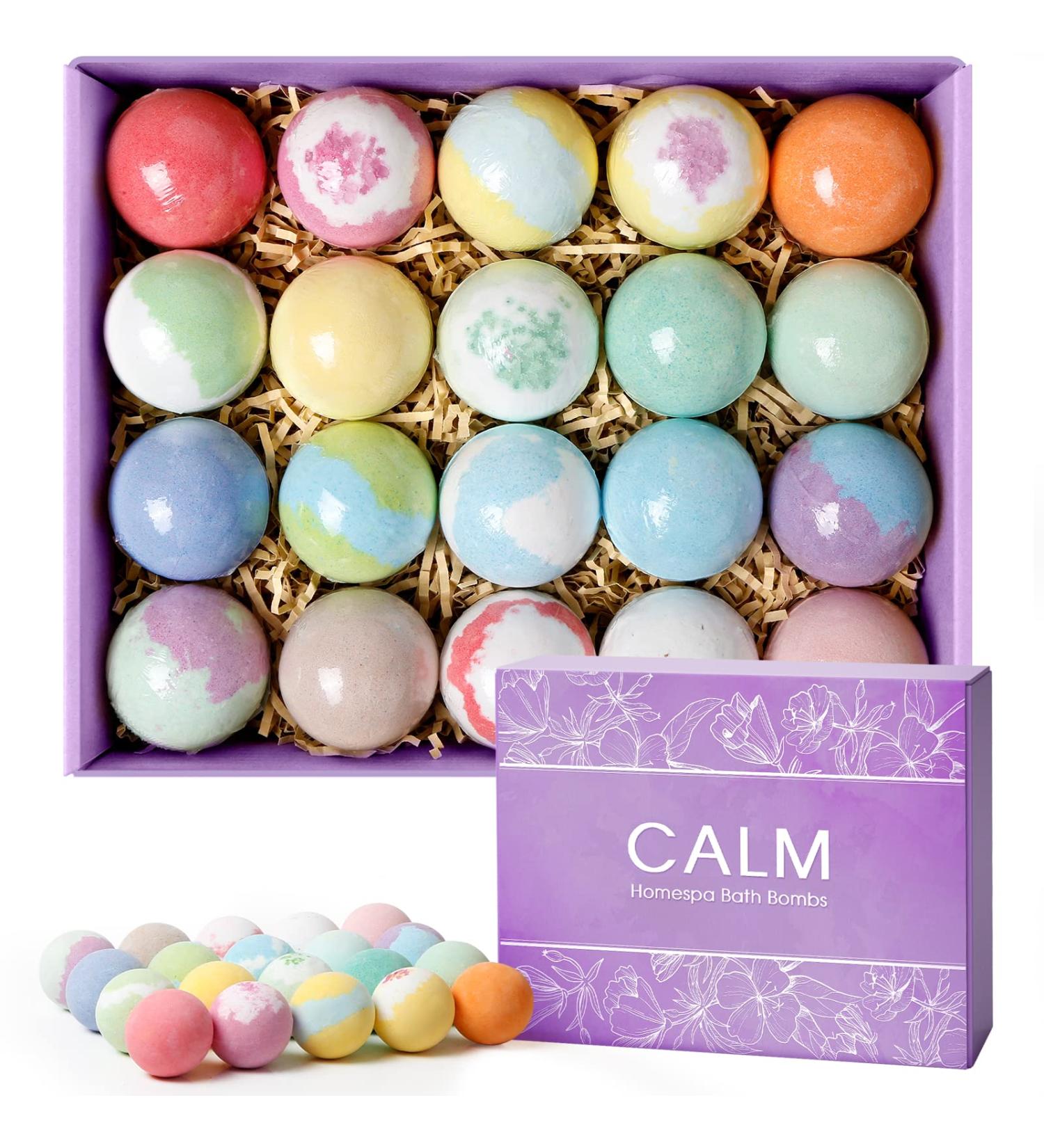CalmNFiz Bath Bombs Gift Set - 20 Natural Fizzy Bath Bombs for Bubble Baths - Perfect Gift for Women, Wife, Girlfriend, Mother - Spa Bath Experience - Buy Online on GoSupps.com