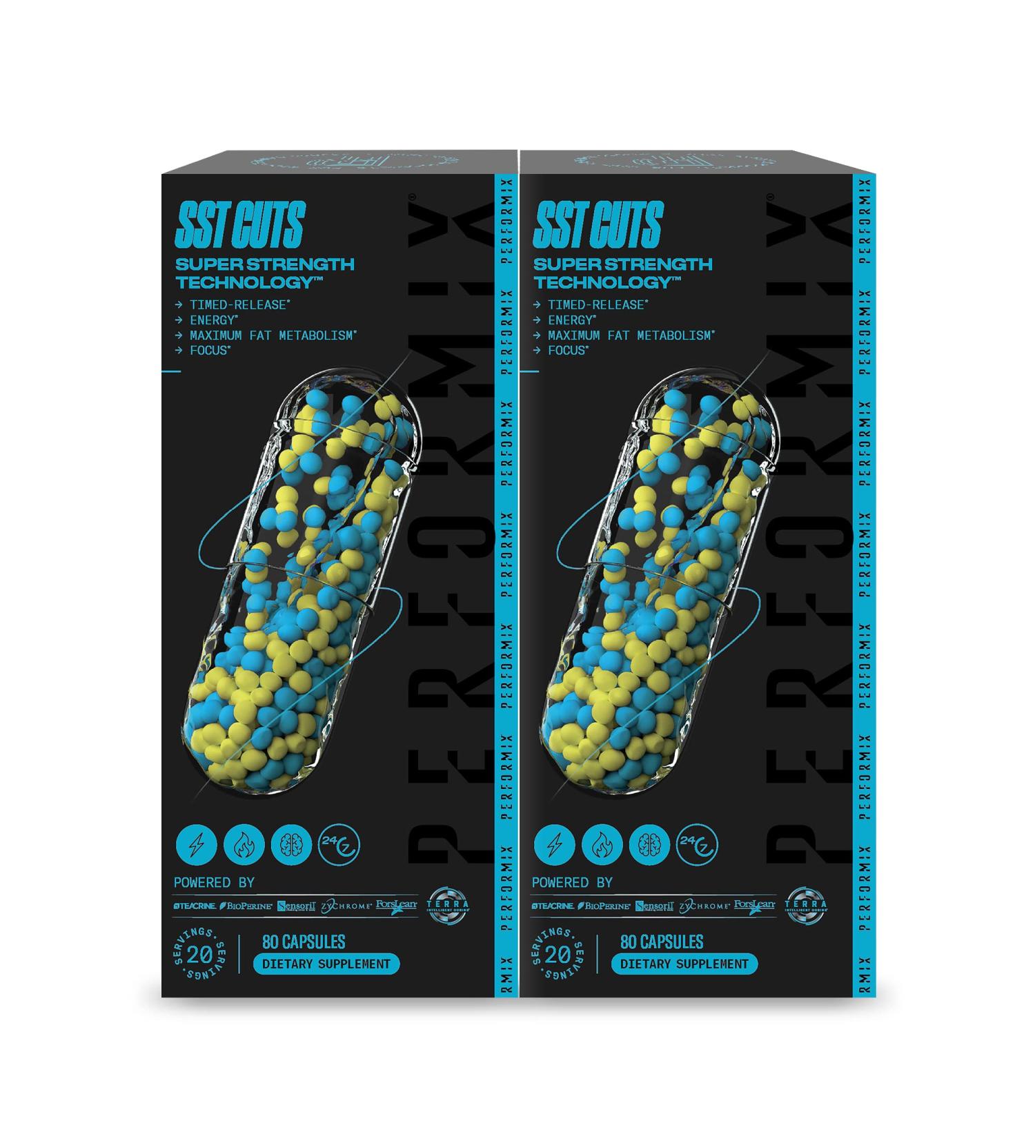 Performix SST Cuts Super Suspension Thermogenic with CLA - 160 Capsules - Energy, Focus, Caffeine, Zychrome, Teacrine - 2-Pack - Buy Online on GoSupps.com