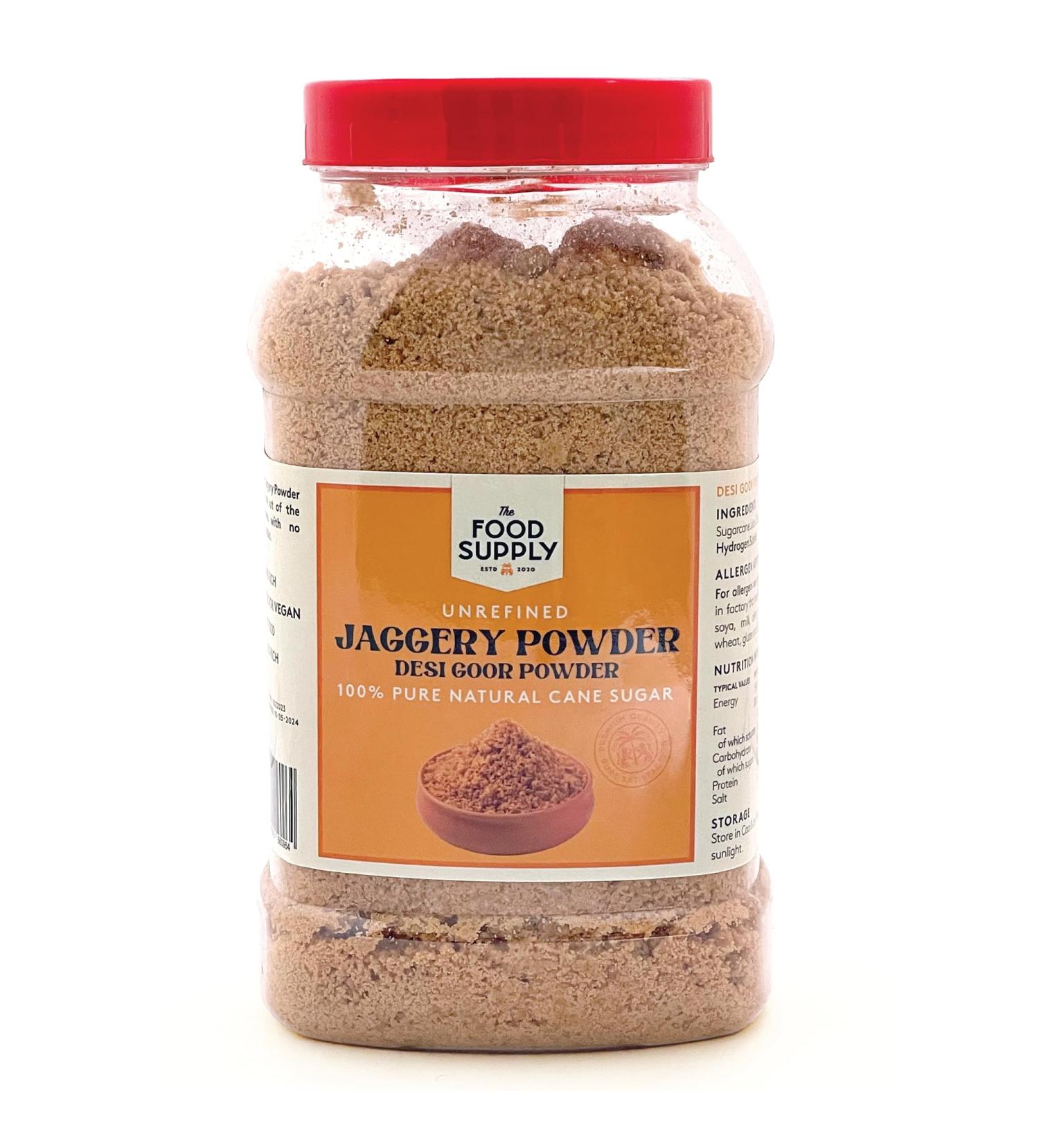 Jaggery Powder (Cane Sugar) 1kg Gur Powder - Unrefined Non-GMO and Gluten-Free Natural Sweetener for Cooking and Baking - Buy Online on GoSupps.com